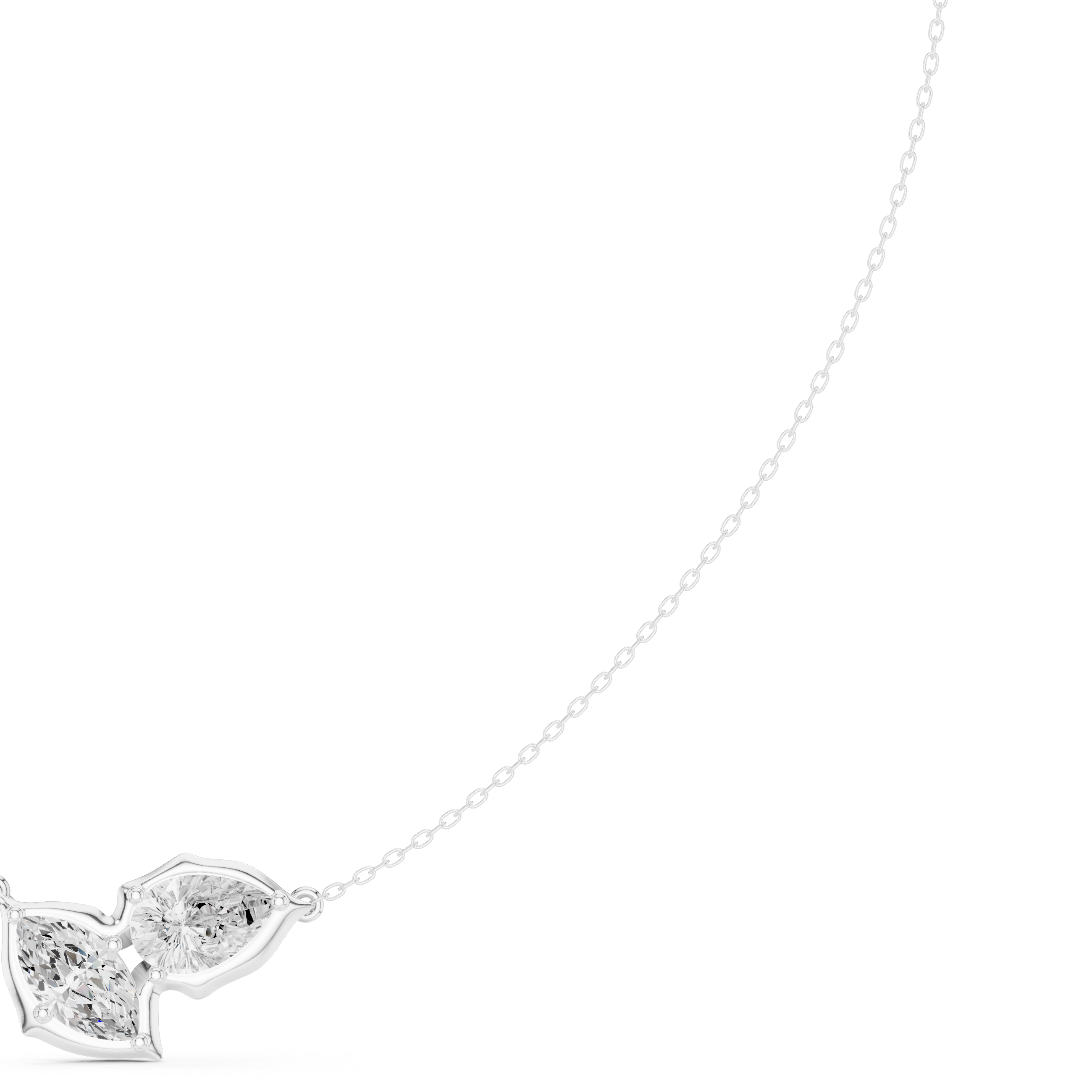 Dual Marquise Diamond Leaf Necklace
