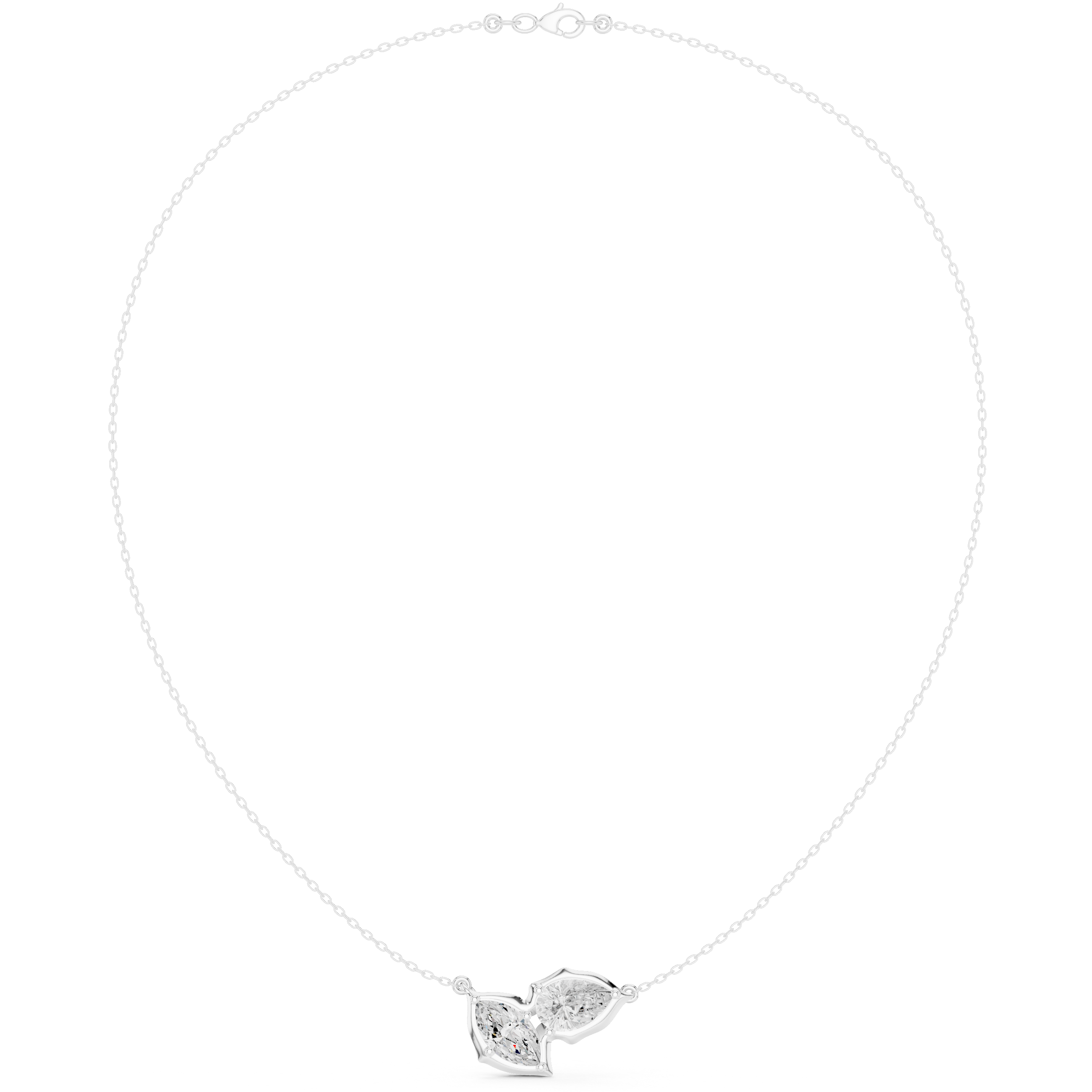 Dual Marquise Diamond Leaf Necklace