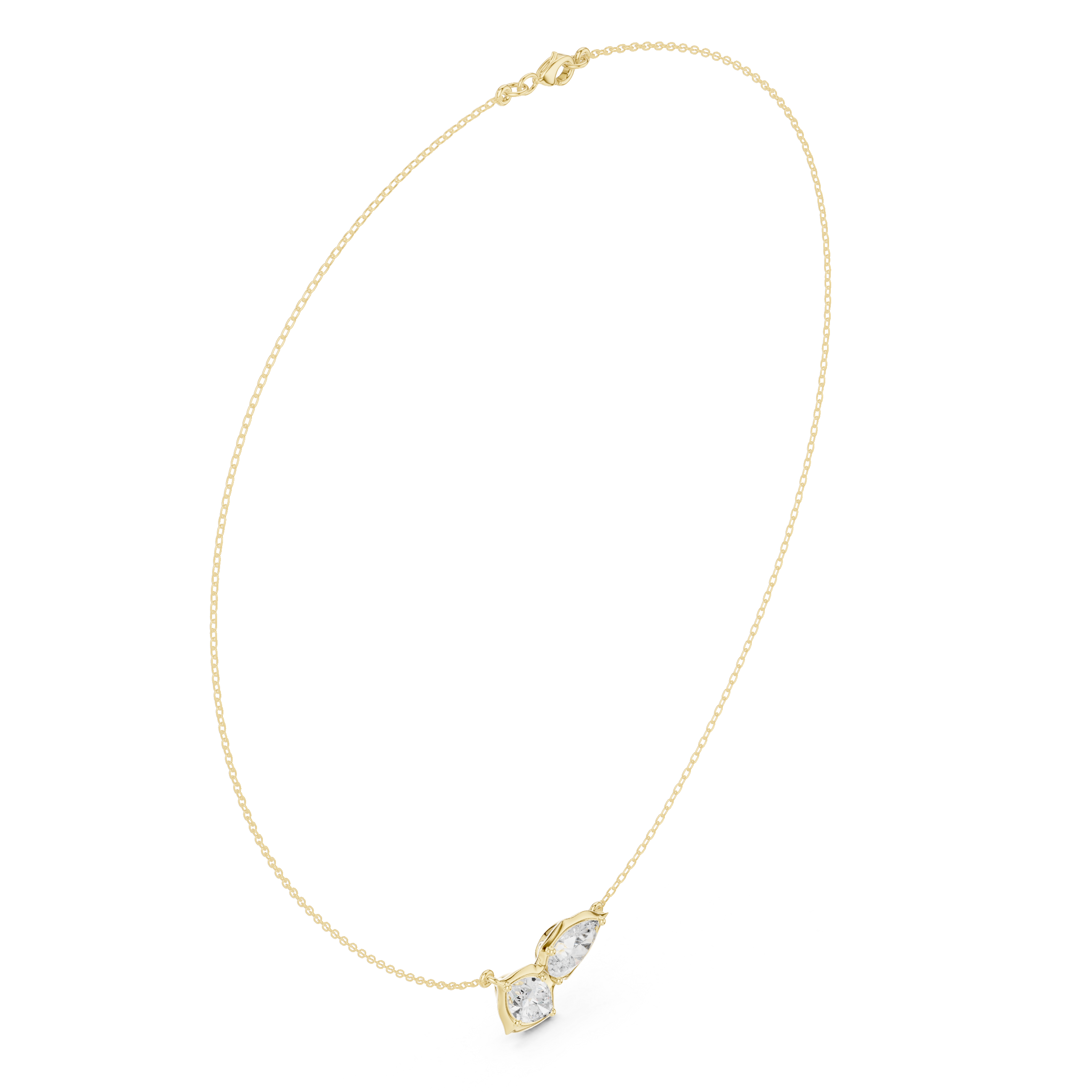Dual Marquise Diamond Leaf Necklace