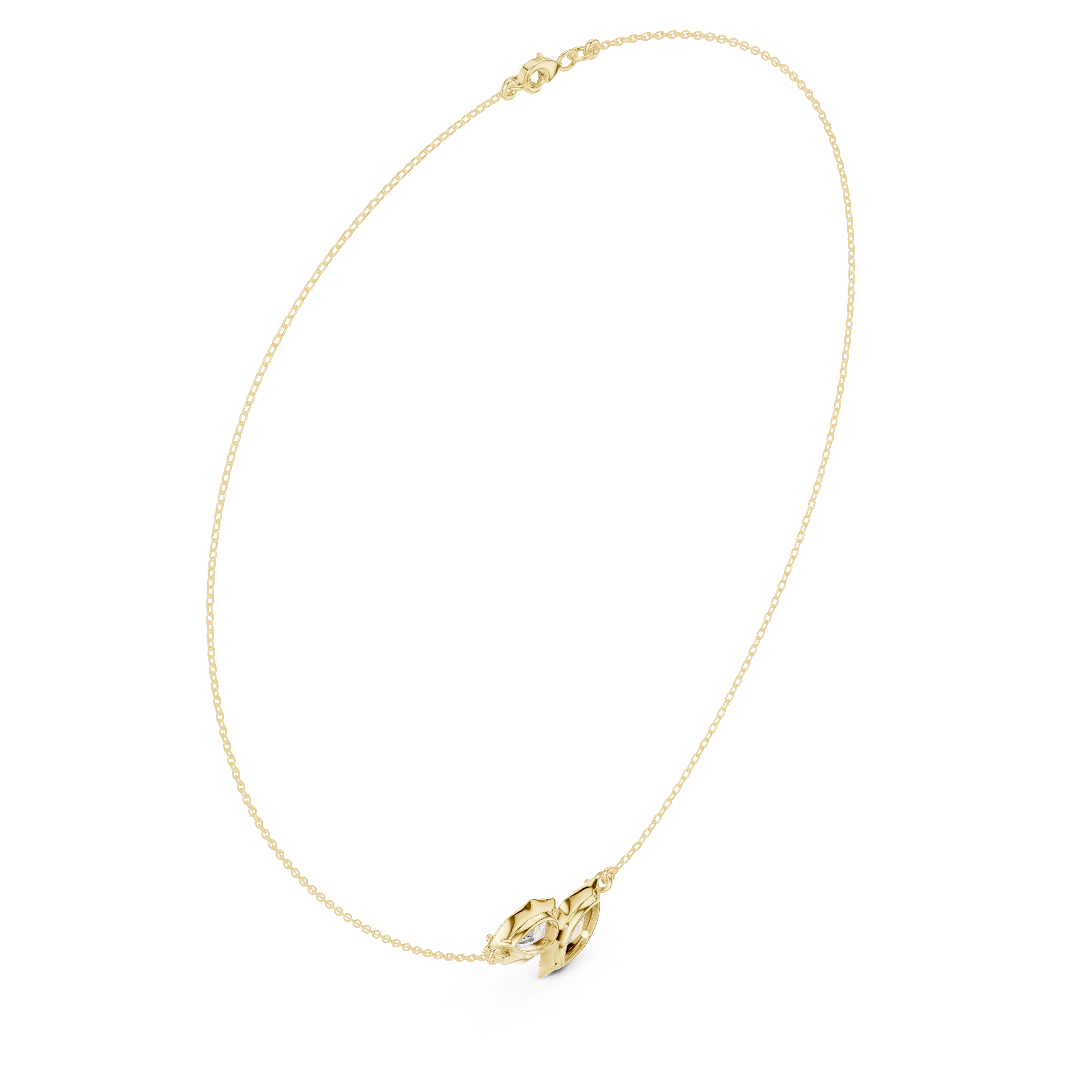 Dual Marquise Diamond Leaf Necklace