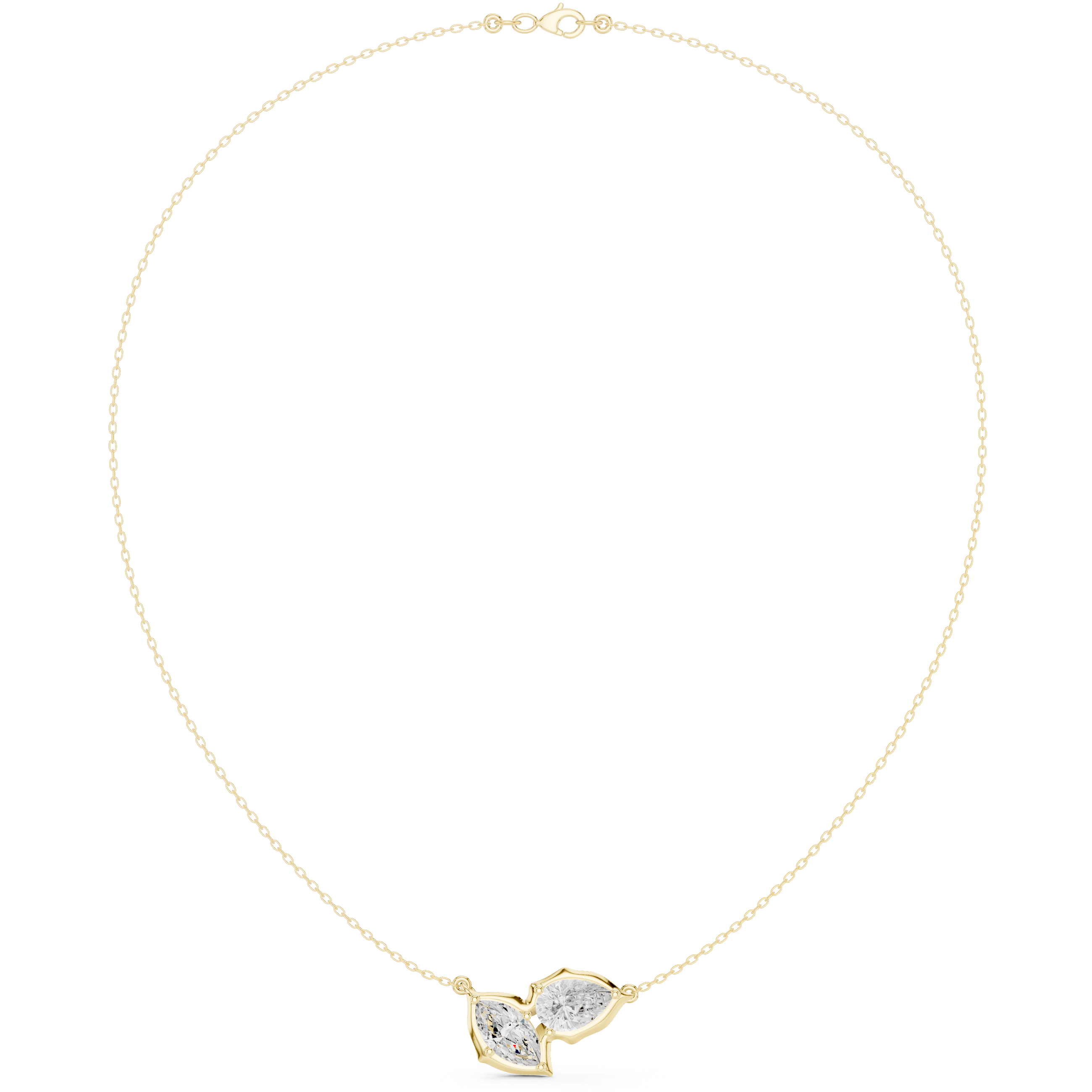 Dual Marquise Diamond Leaf Necklace