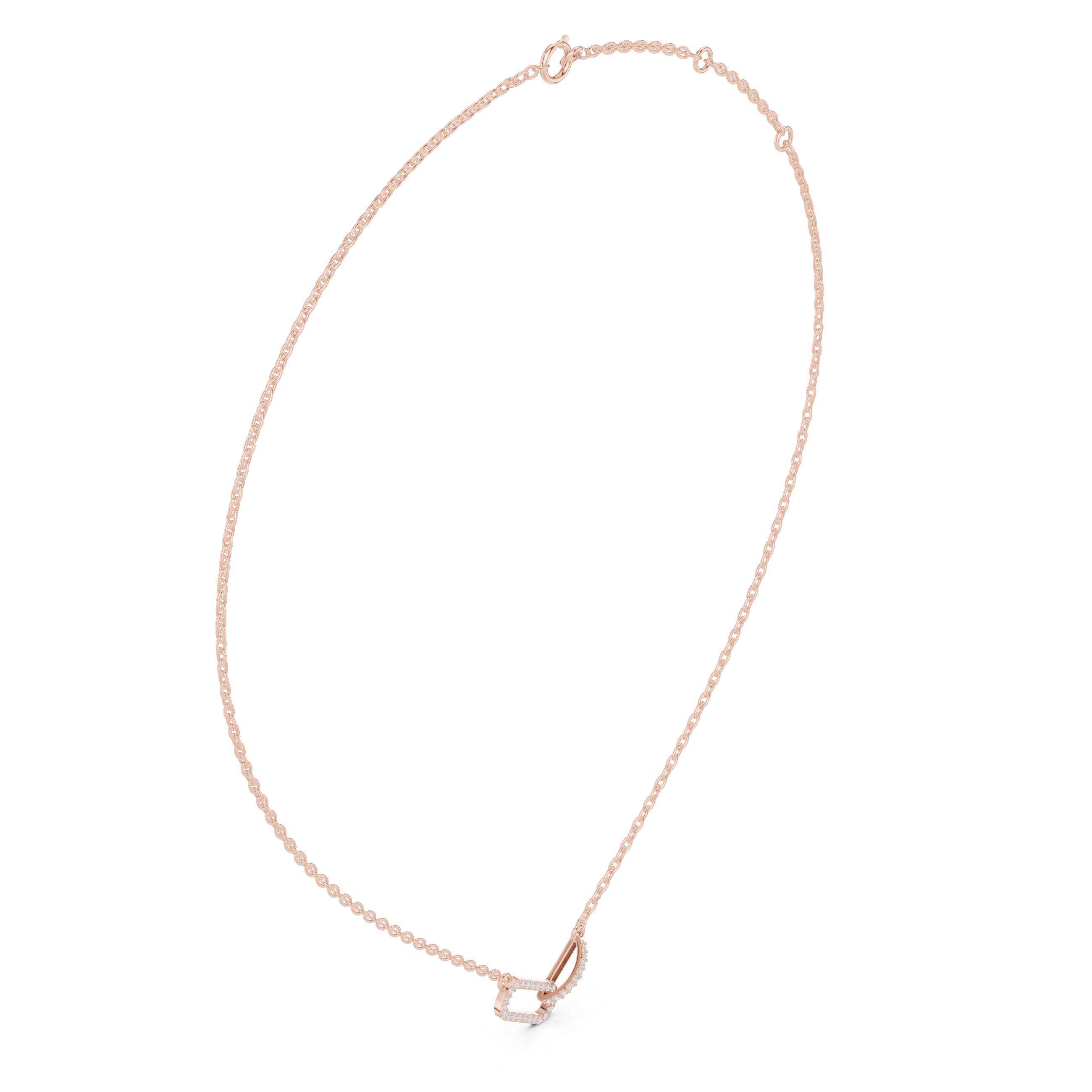Modern Diamond Link Pendant Necklace