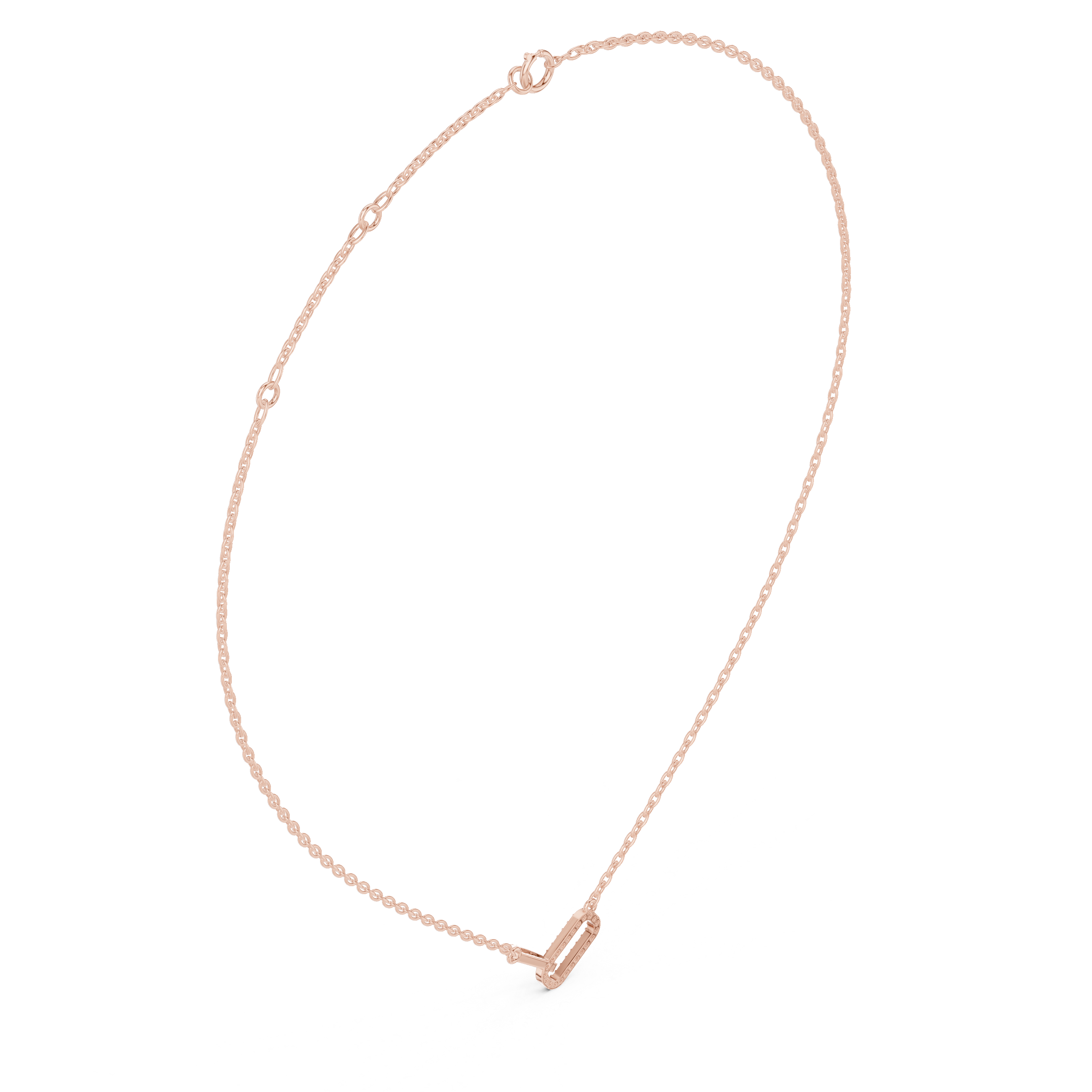 Modern Diamond Link Pendant Necklace