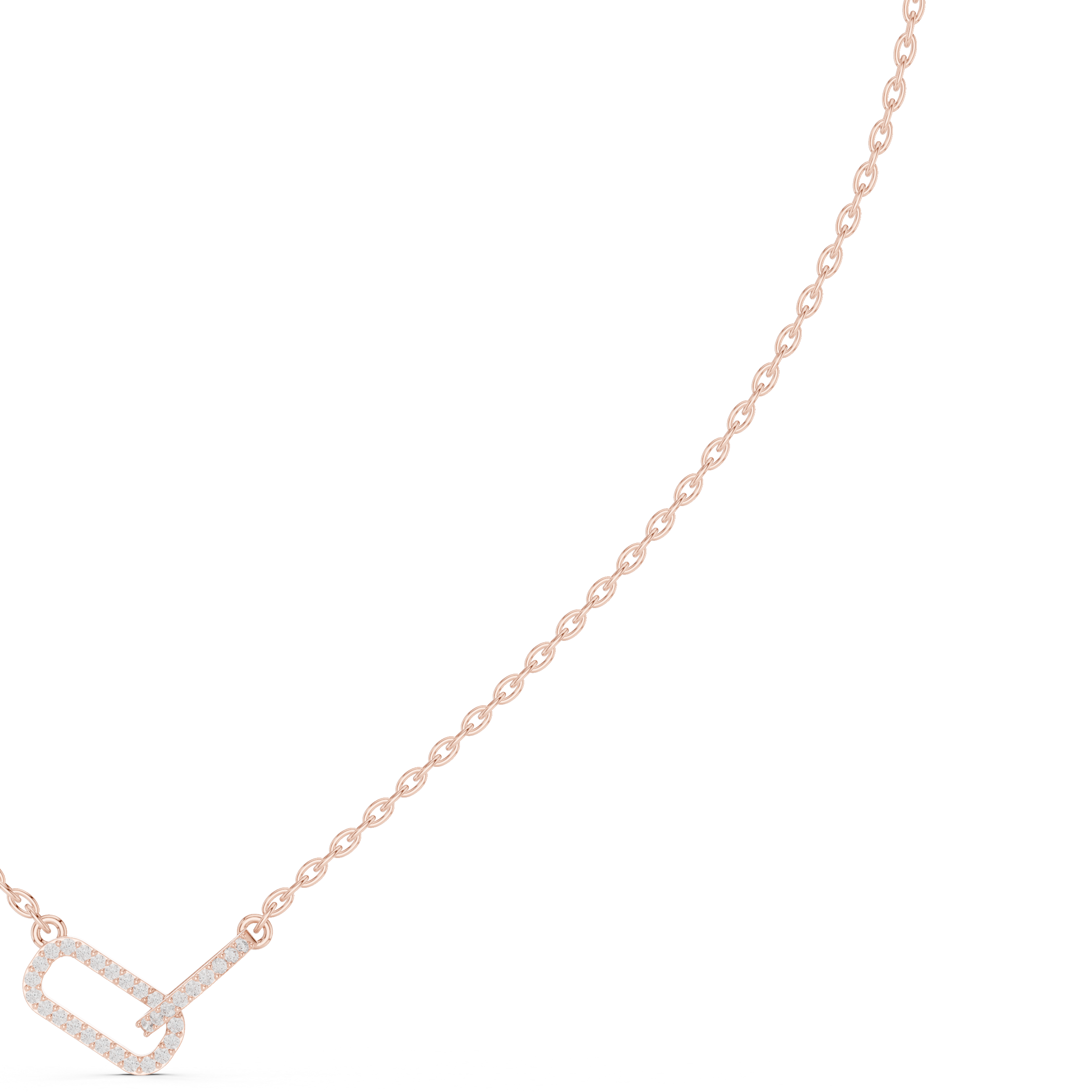 Modern Diamond Link Pendant Necklace
