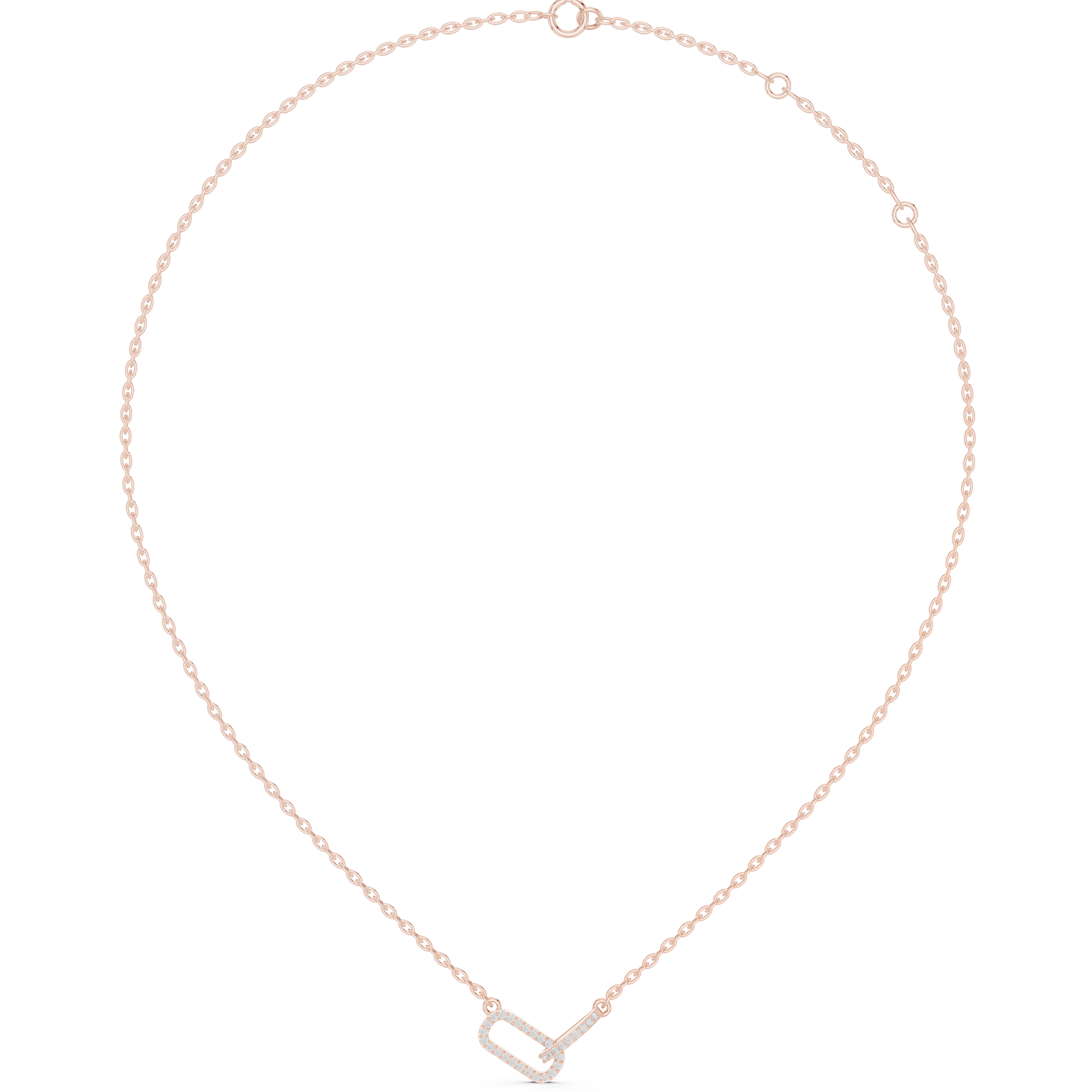 Modern Diamond Link Pendant Necklace