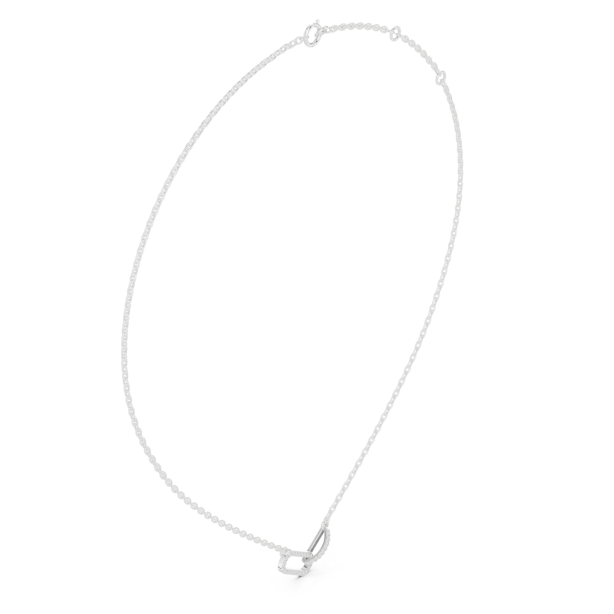 Modern Diamond Link Pendant Necklace