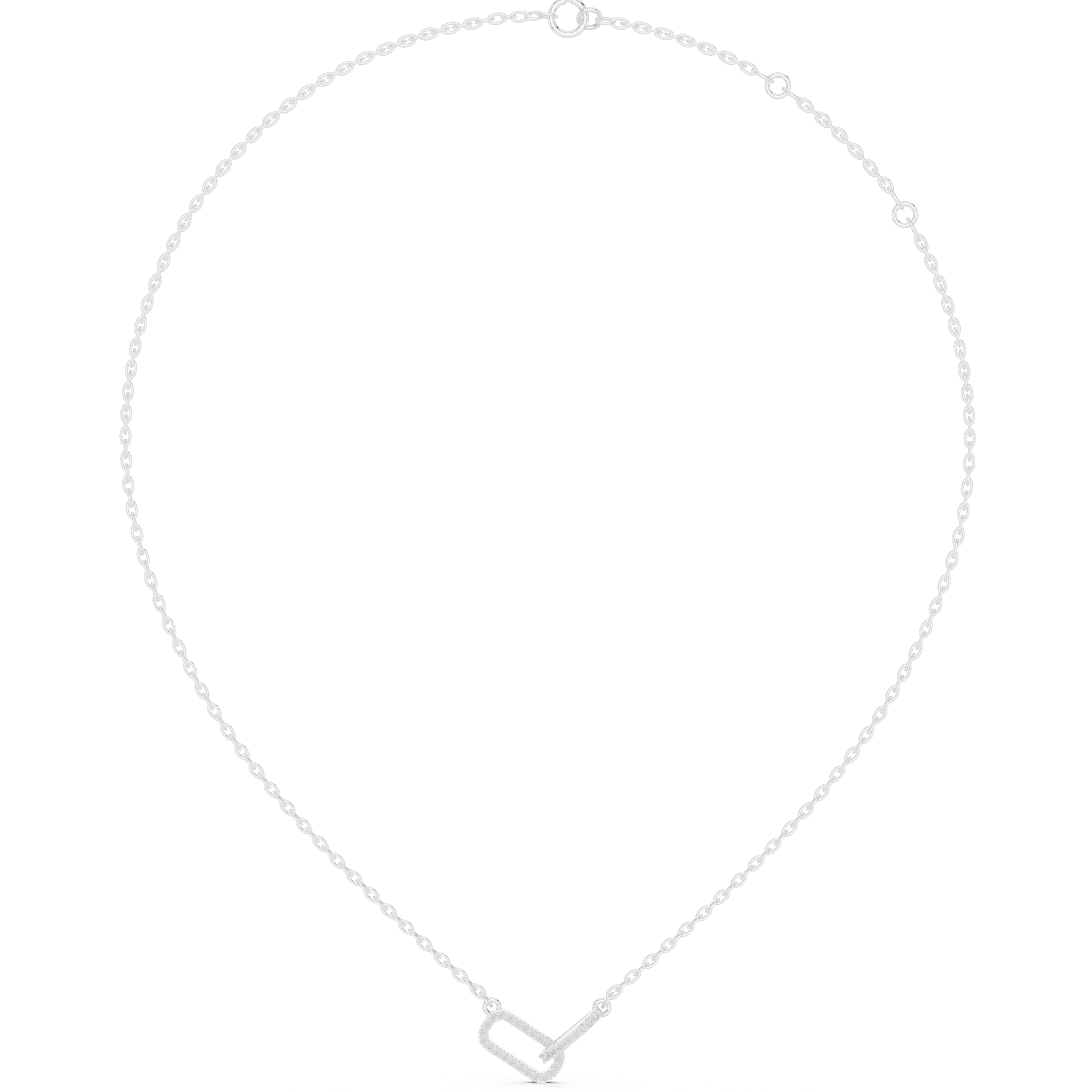 Modern Diamond Link Pendant Necklace