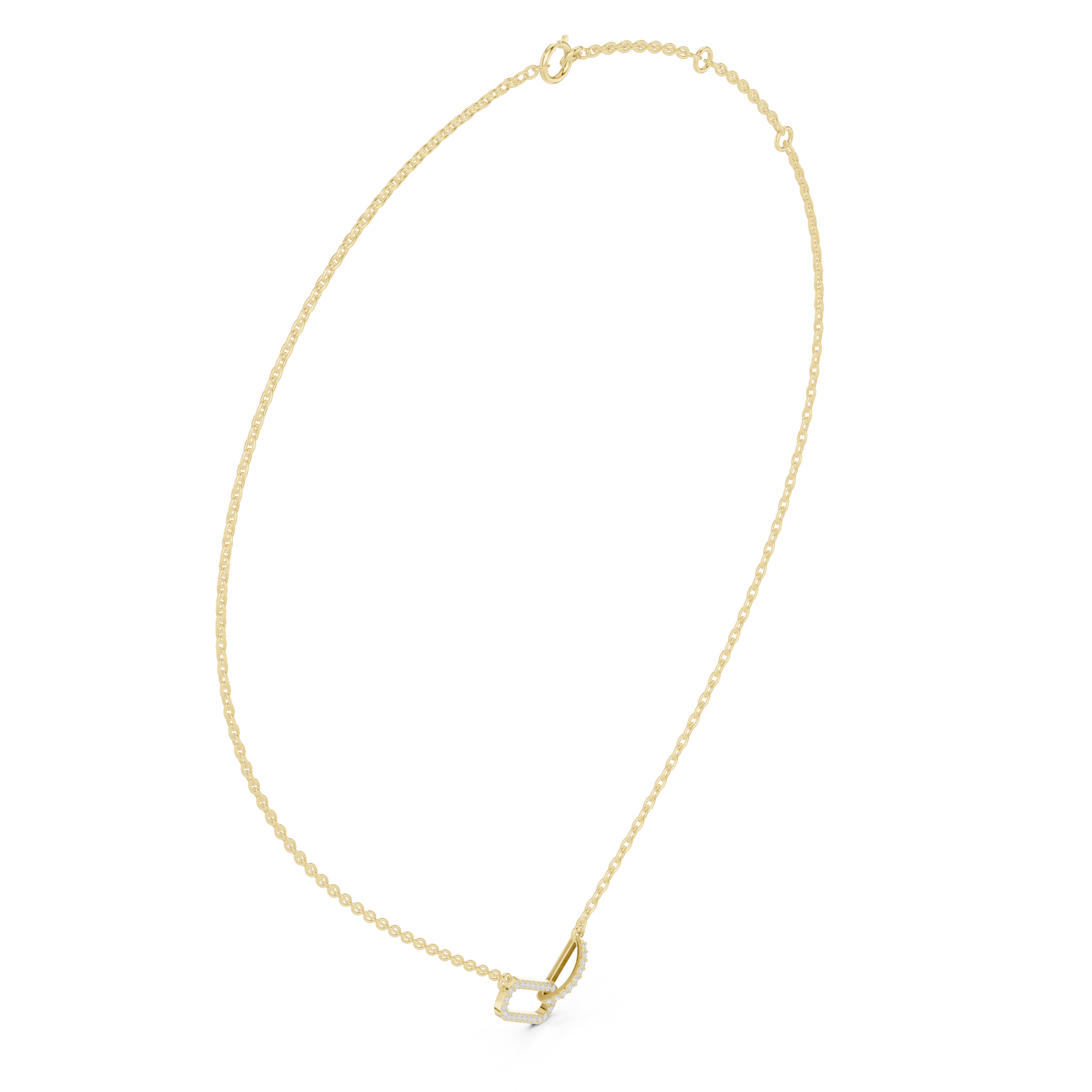 Modern Diamond Link Pendant Necklace