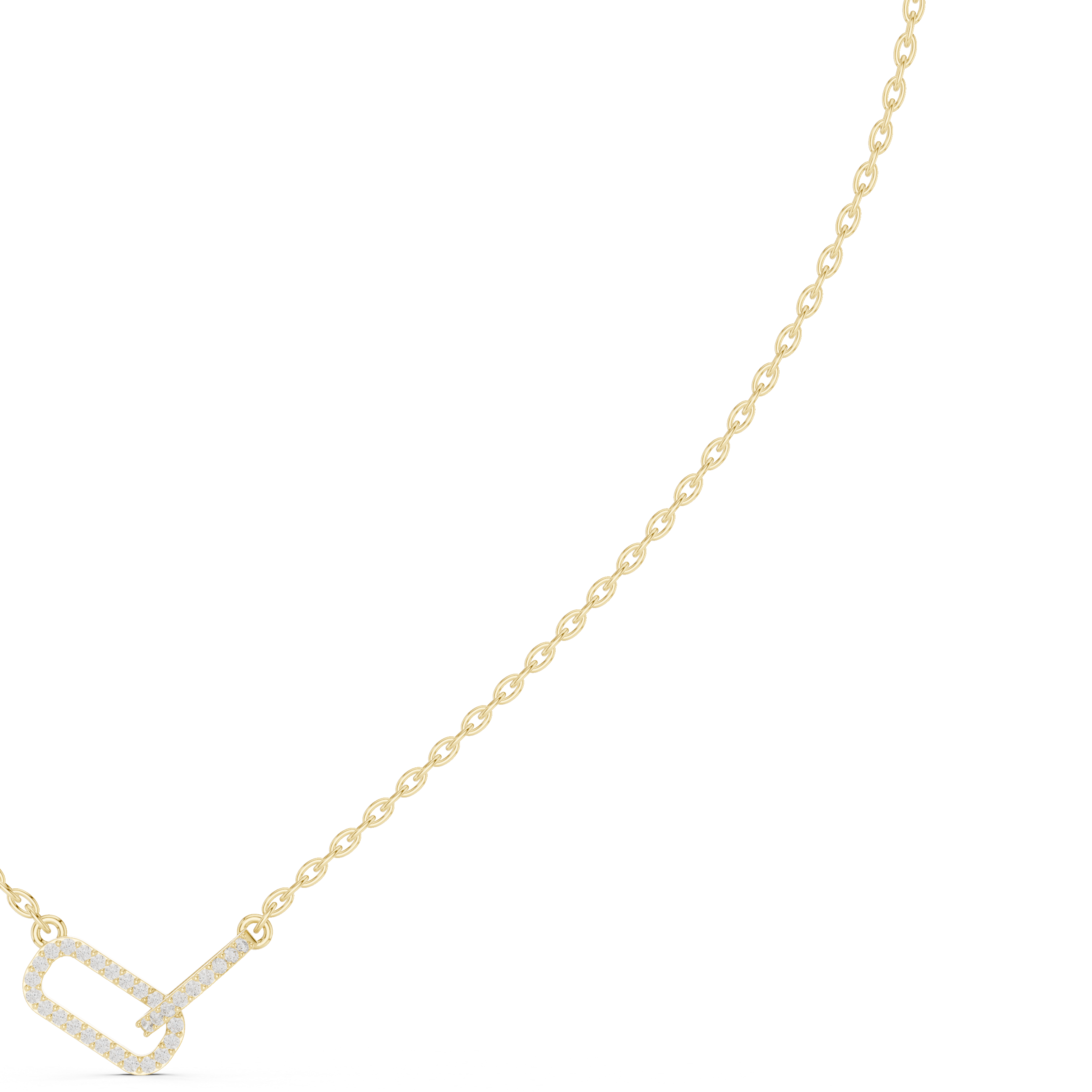 Modern Diamond Link Pendant Necklace