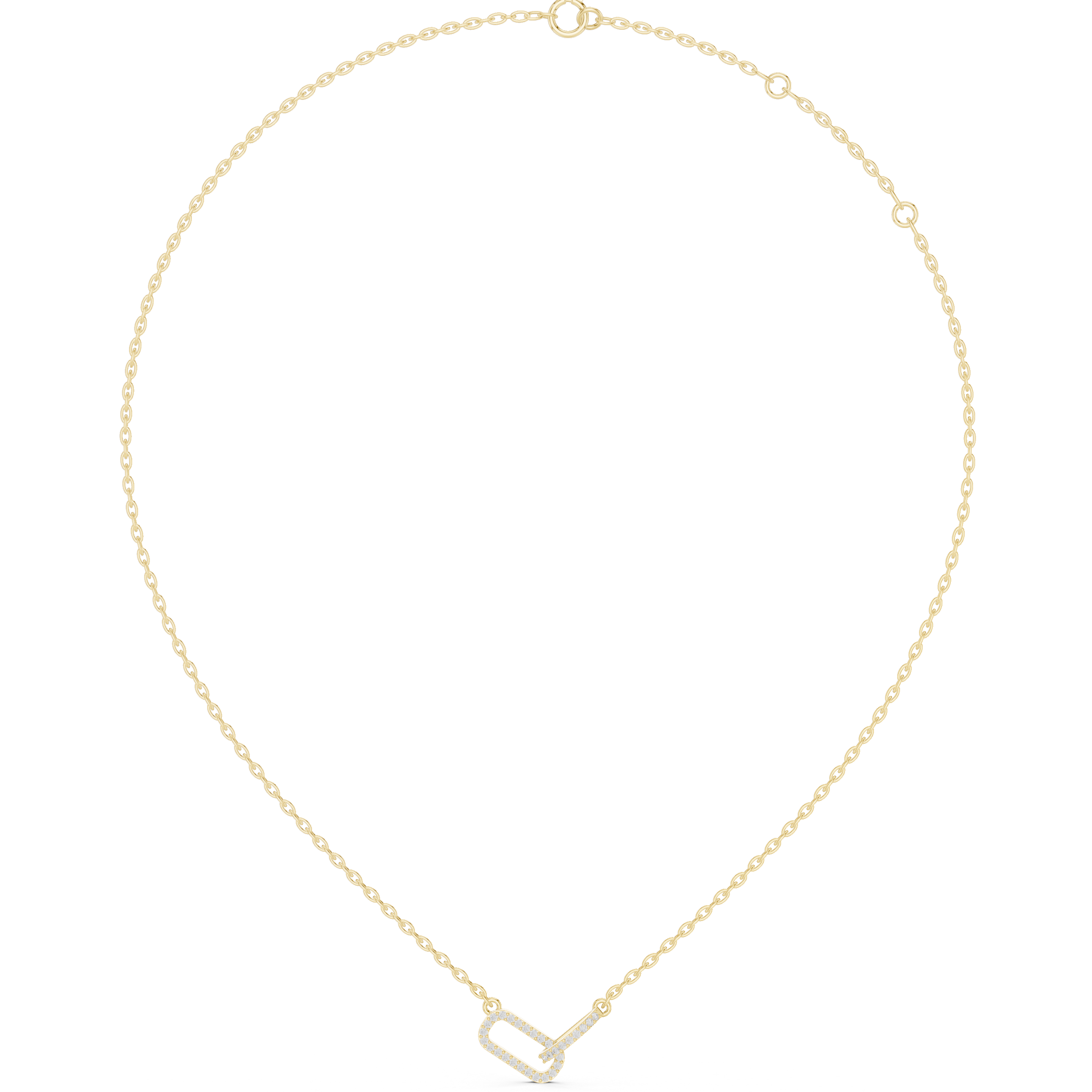 Modern Diamond Link Pendant Necklace