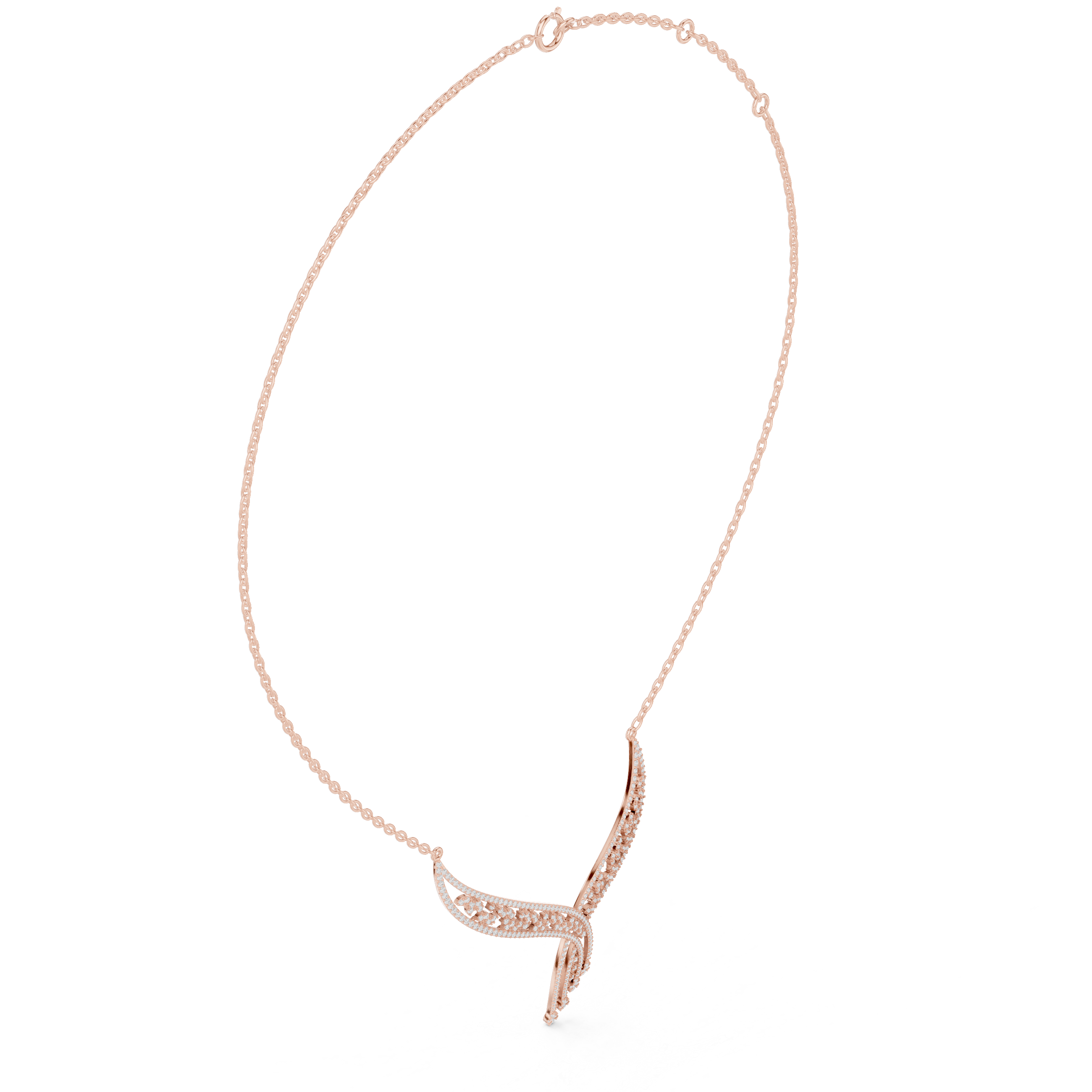 Elegant V-Shaped Diamond Tassel Statement Necklace