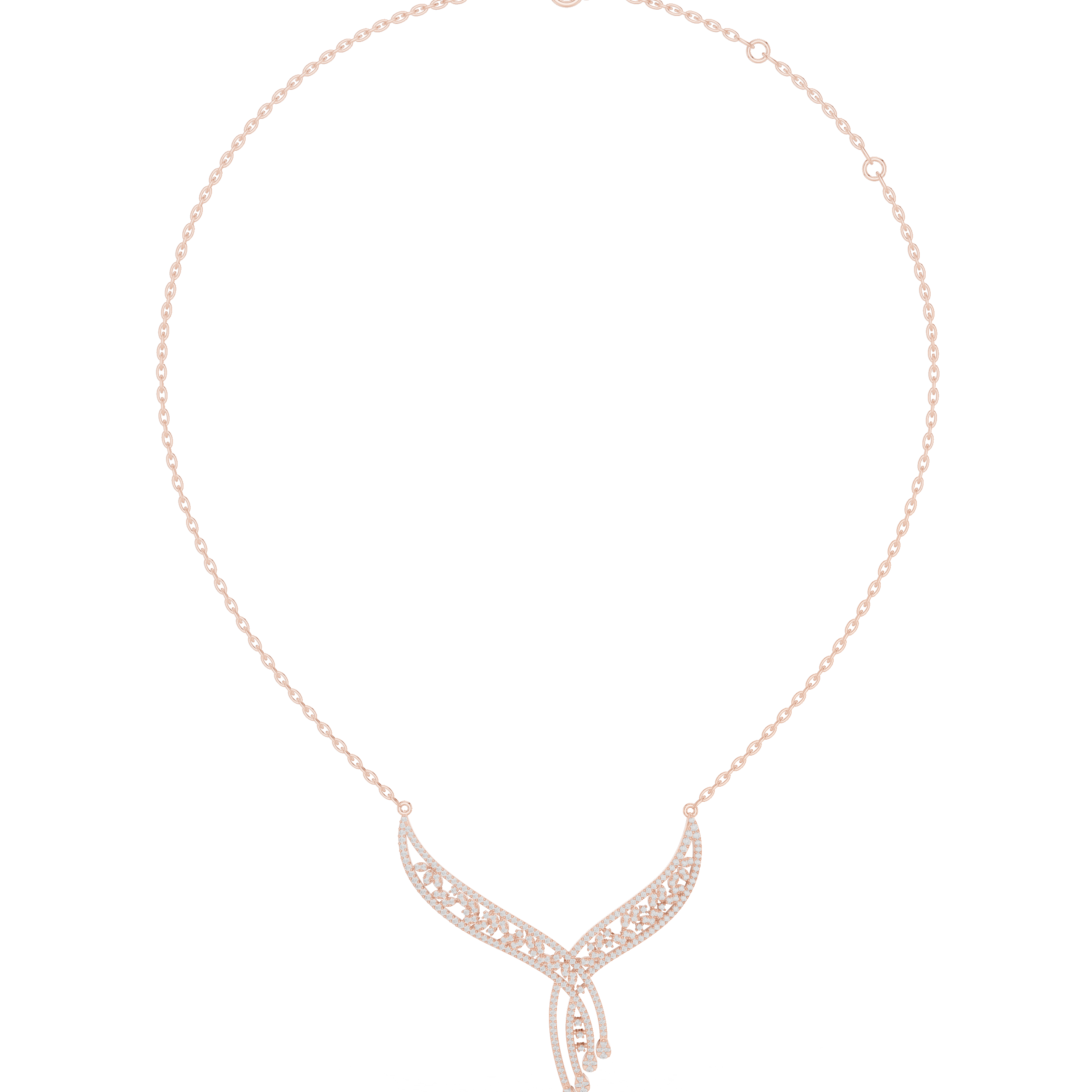 Elegant V-Shaped Diamond Tassel Statement Necklace