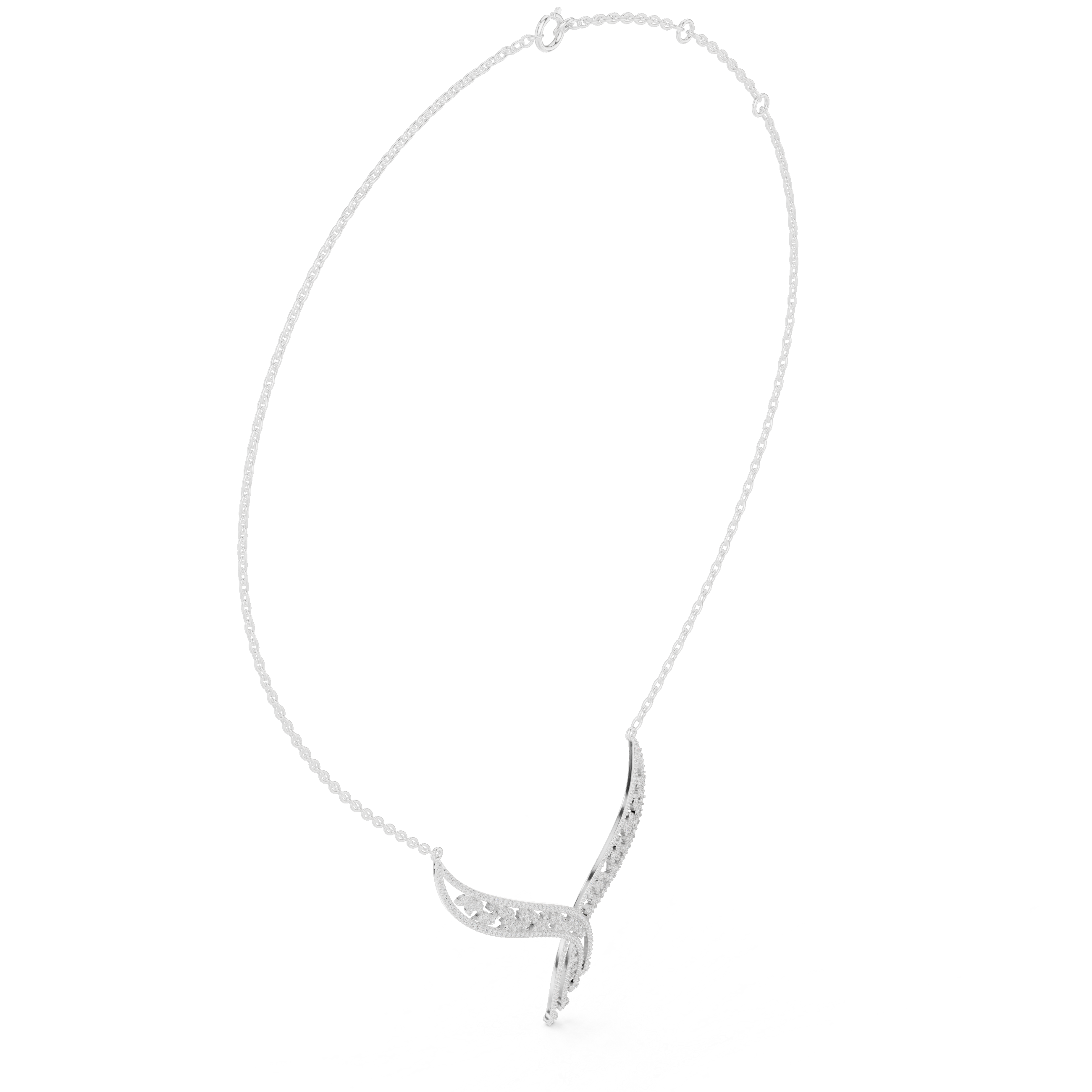 Elegant V-Shaped Diamond Tassel Statement Necklace