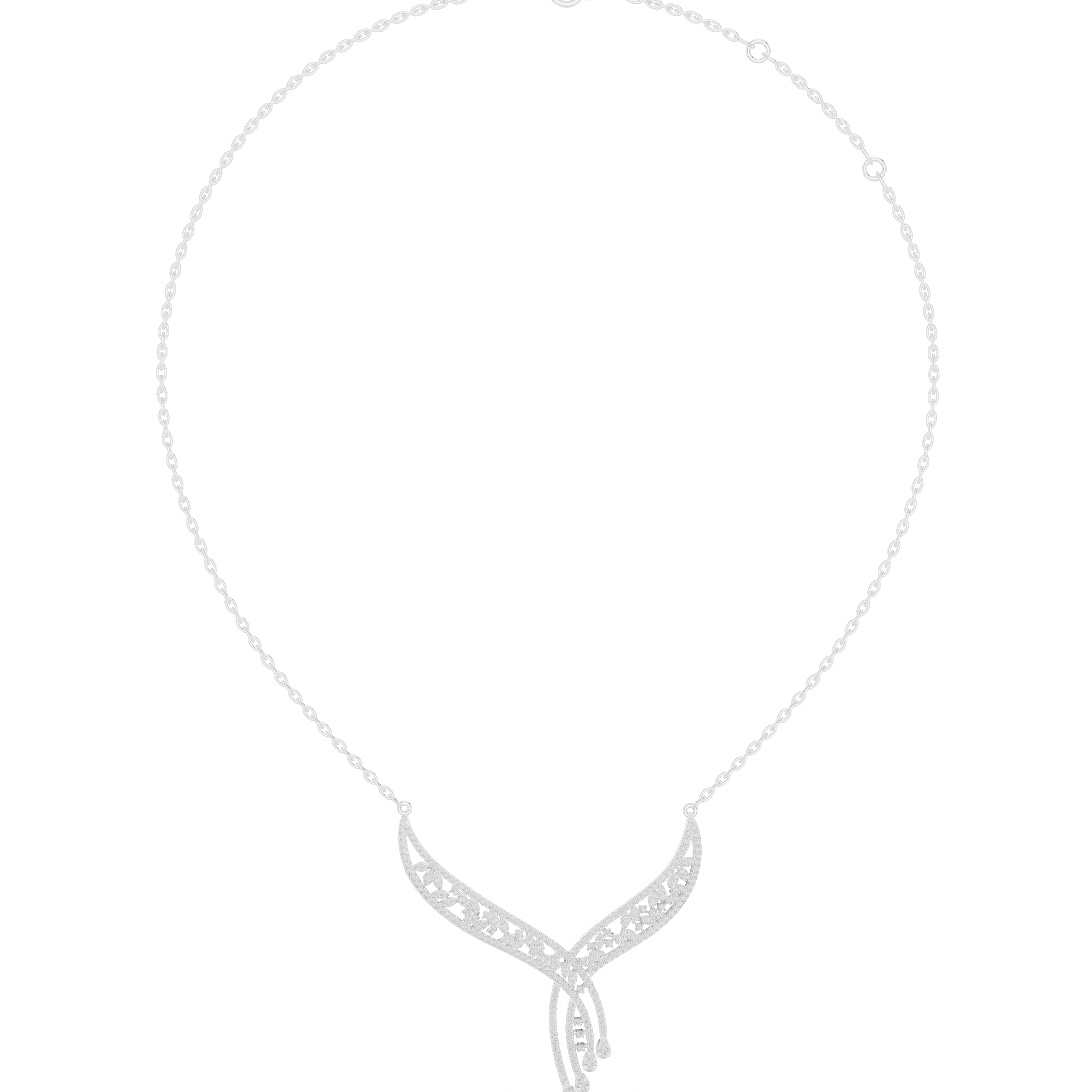 Elegant V-Shaped Diamond Tassel Statement Necklace