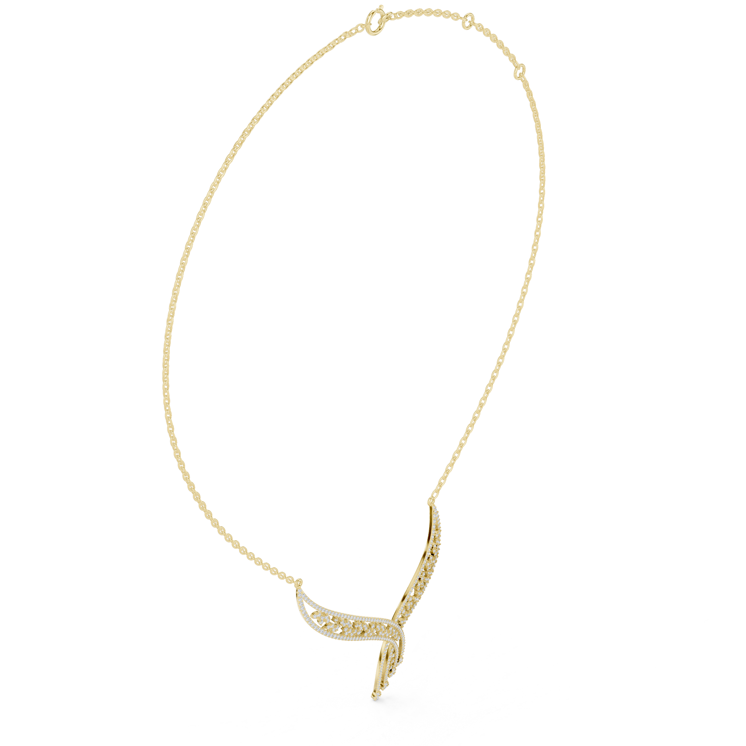Elegant V-Shaped Diamond Tassel Statement Necklace