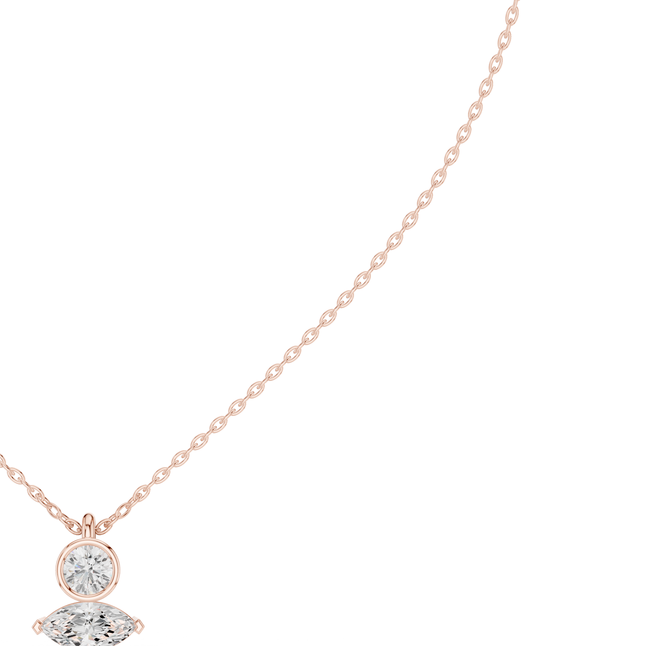Minimalist Bezel & Marquise Diamond Pendant Necklace