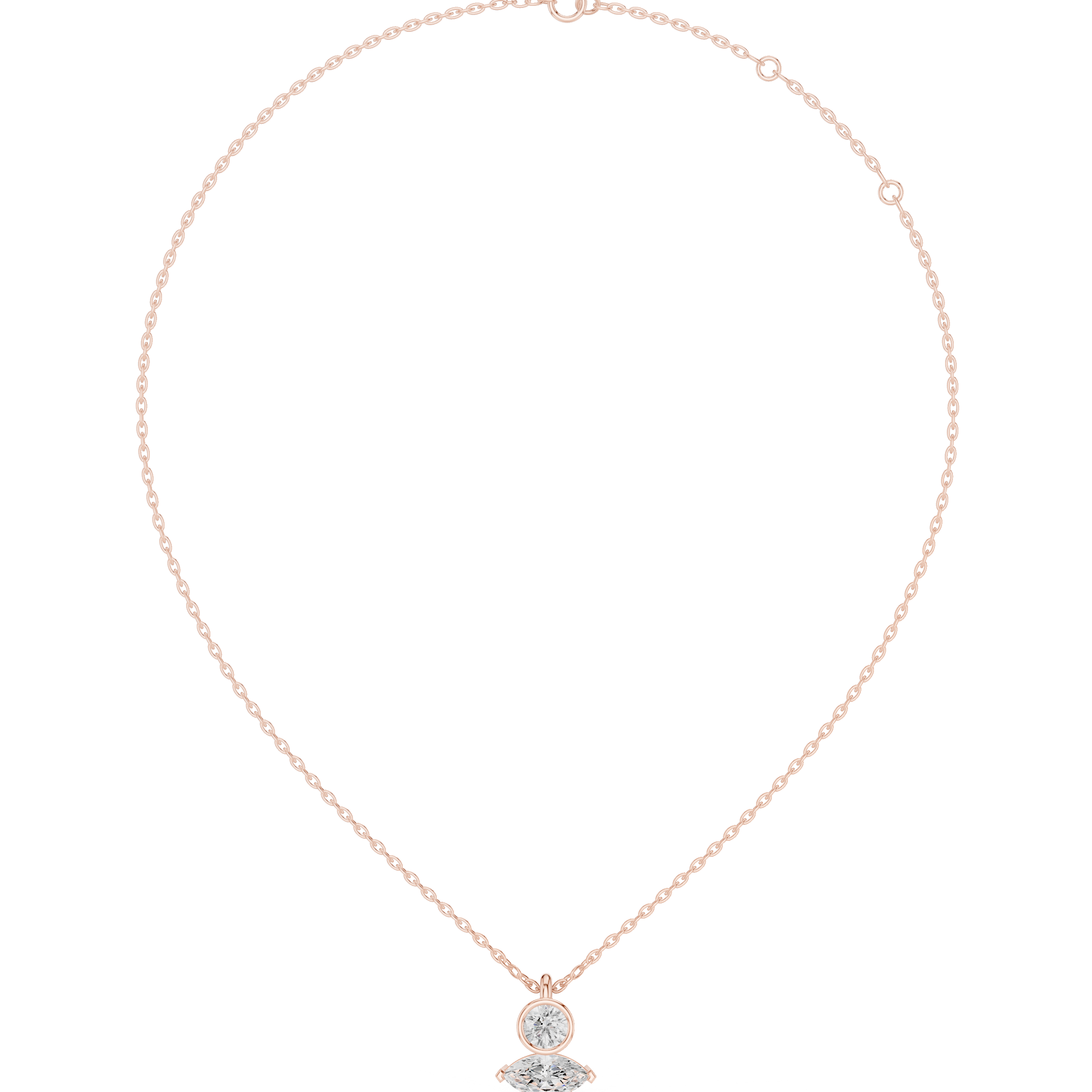 Minimalist Bezel & Marquise Diamond Pendant Necklace