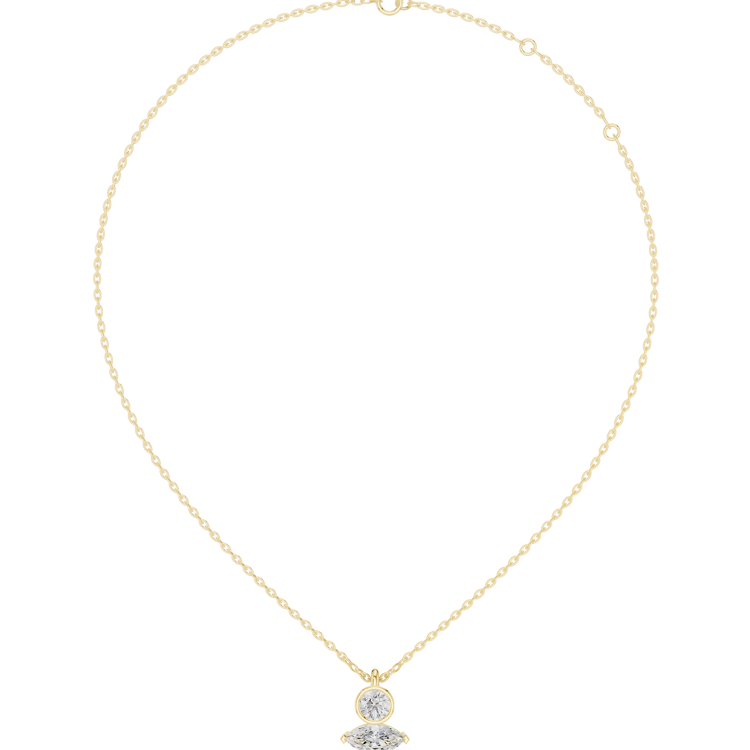 Minimalist Bezel & Marquise Diamond Pendant Necklace
