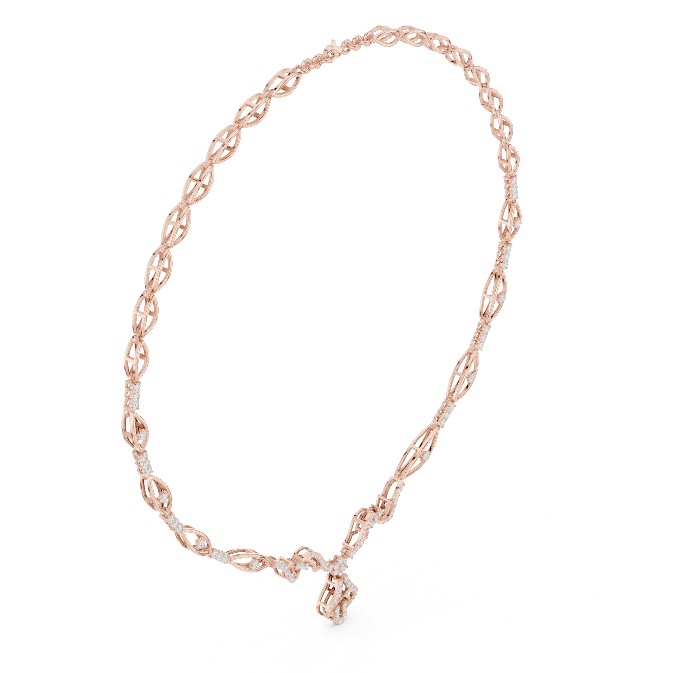 Infinity Link Diamond Necklace with Ornamental Drop