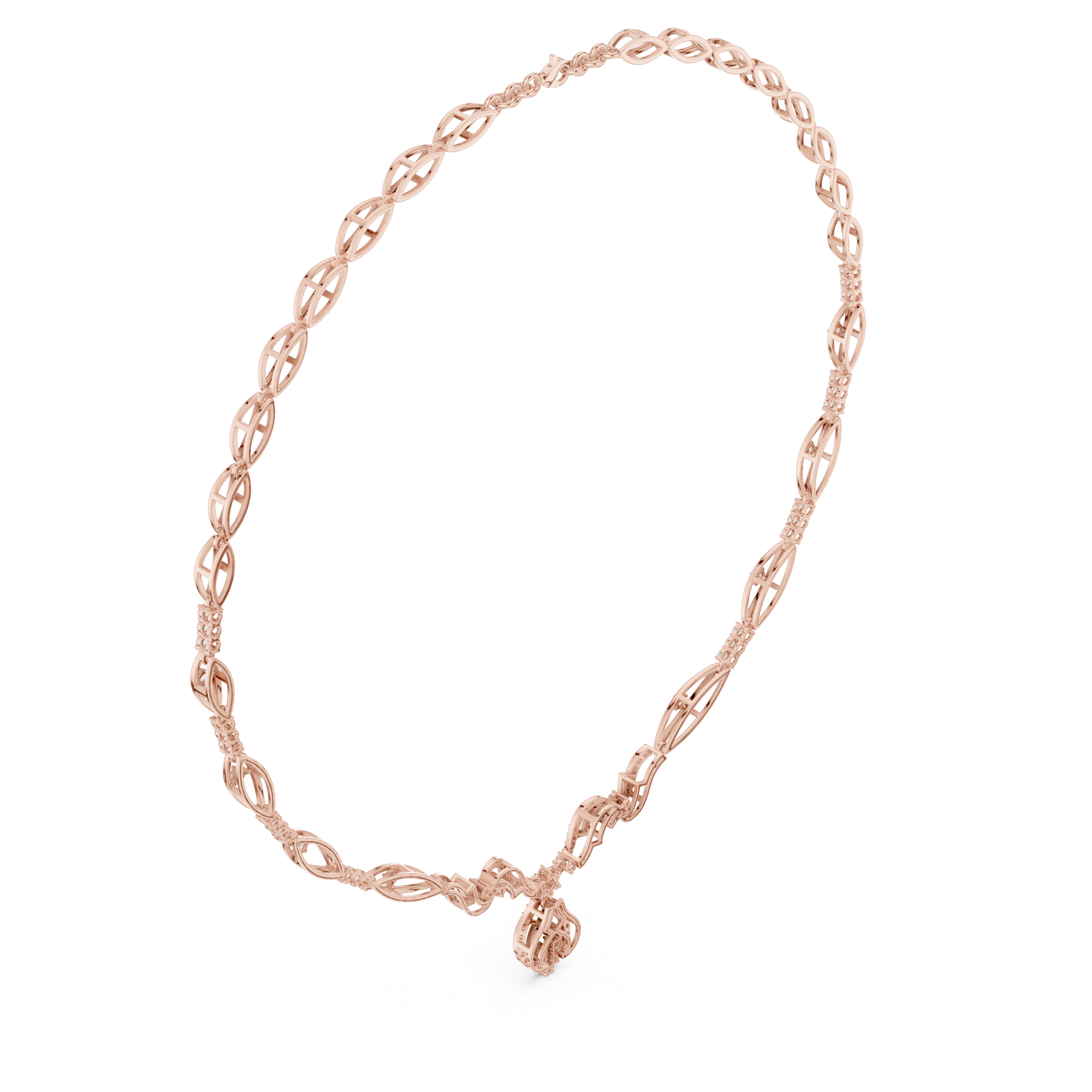 Infinity Link Diamond Necklace with Ornamental Drop