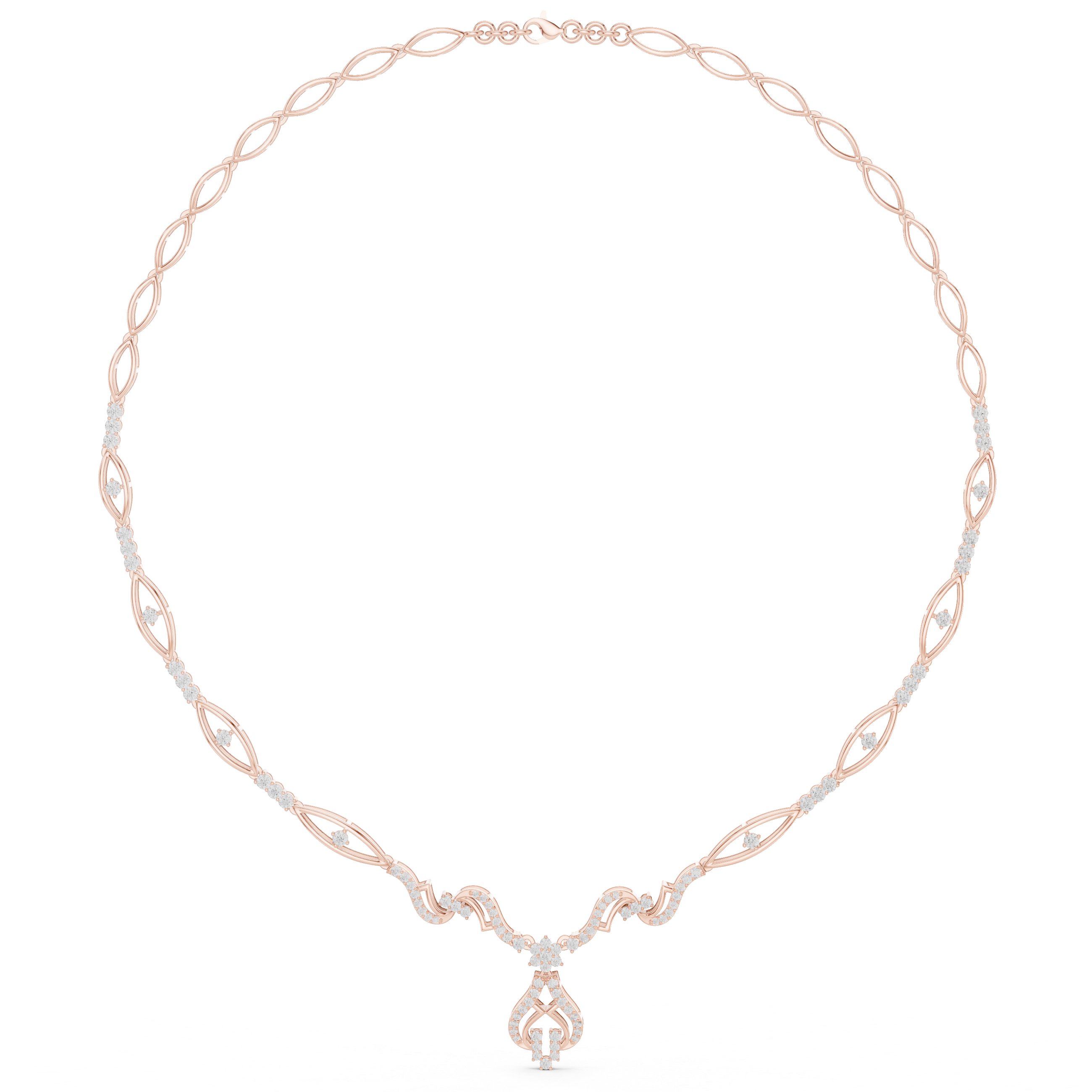 Infinity Link Diamond Necklace with Ornamental Drop