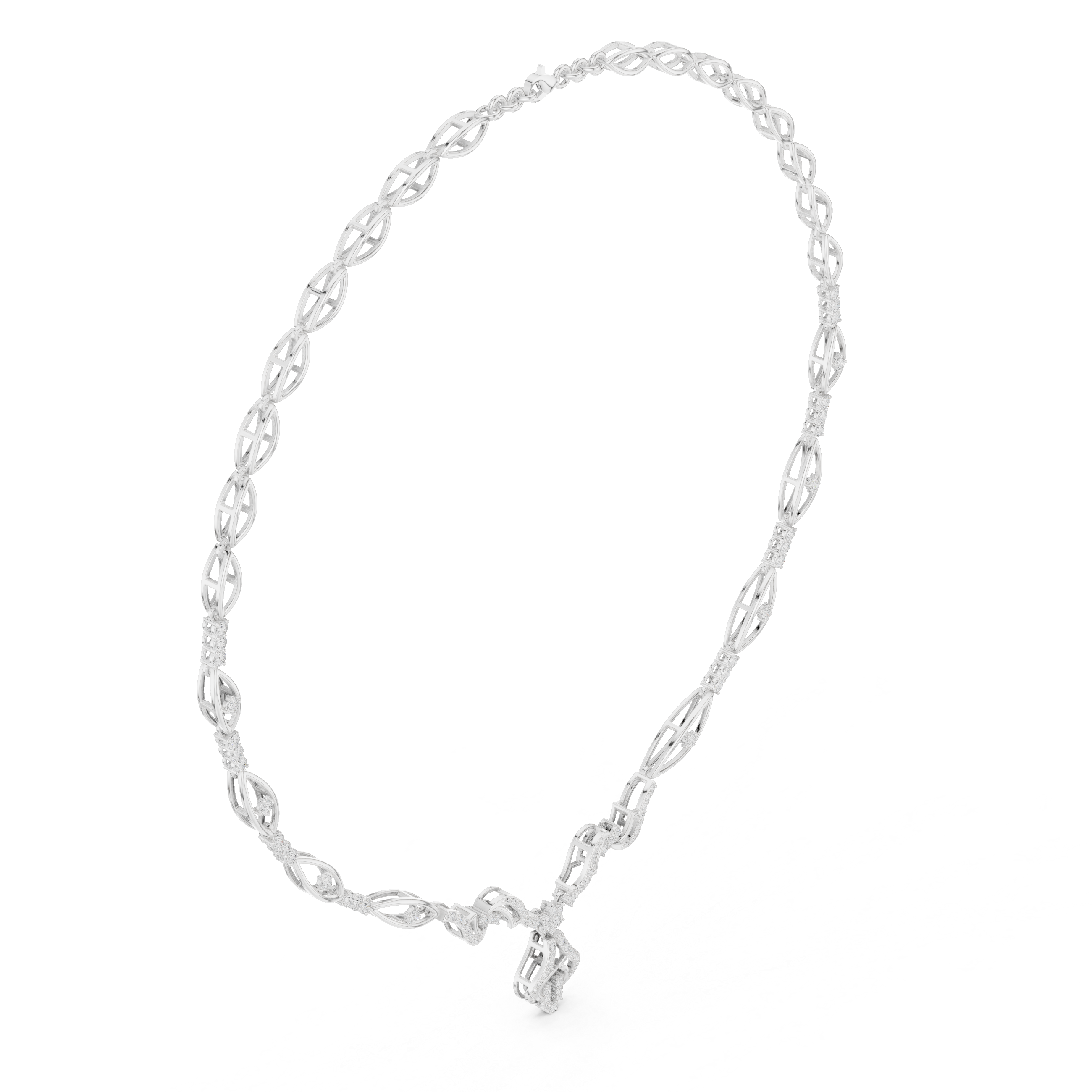 Infinity Link Diamond Necklace with Ornamental Drop