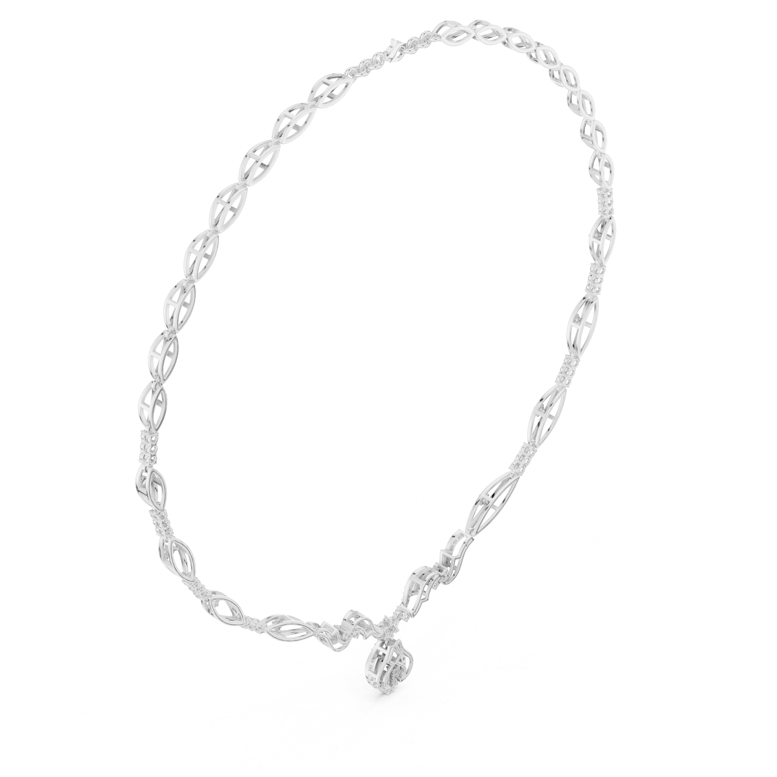 Infinity Link Diamond Necklace with Ornamental Drop