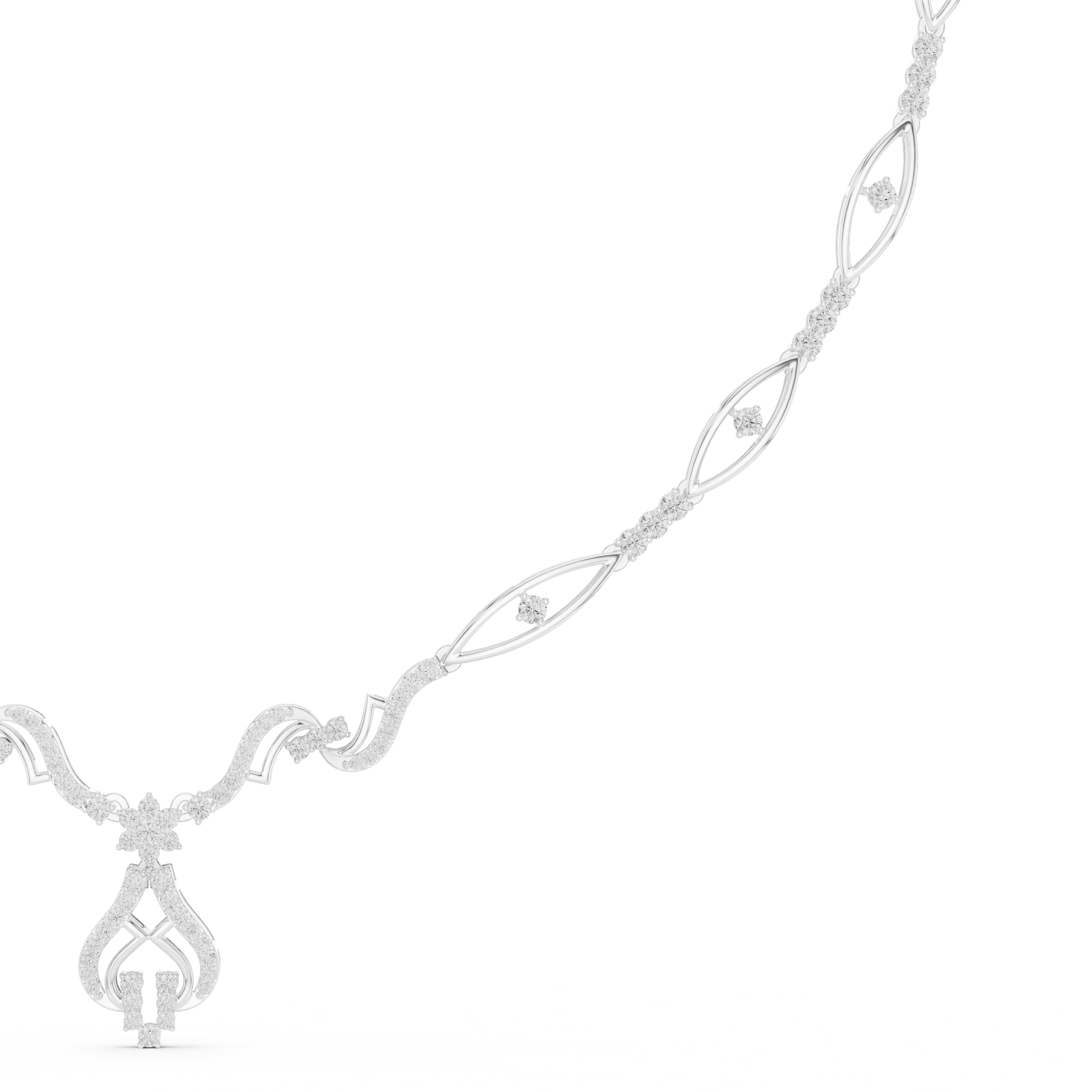 Infinity Link Diamond Necklace with Ornamental Drop