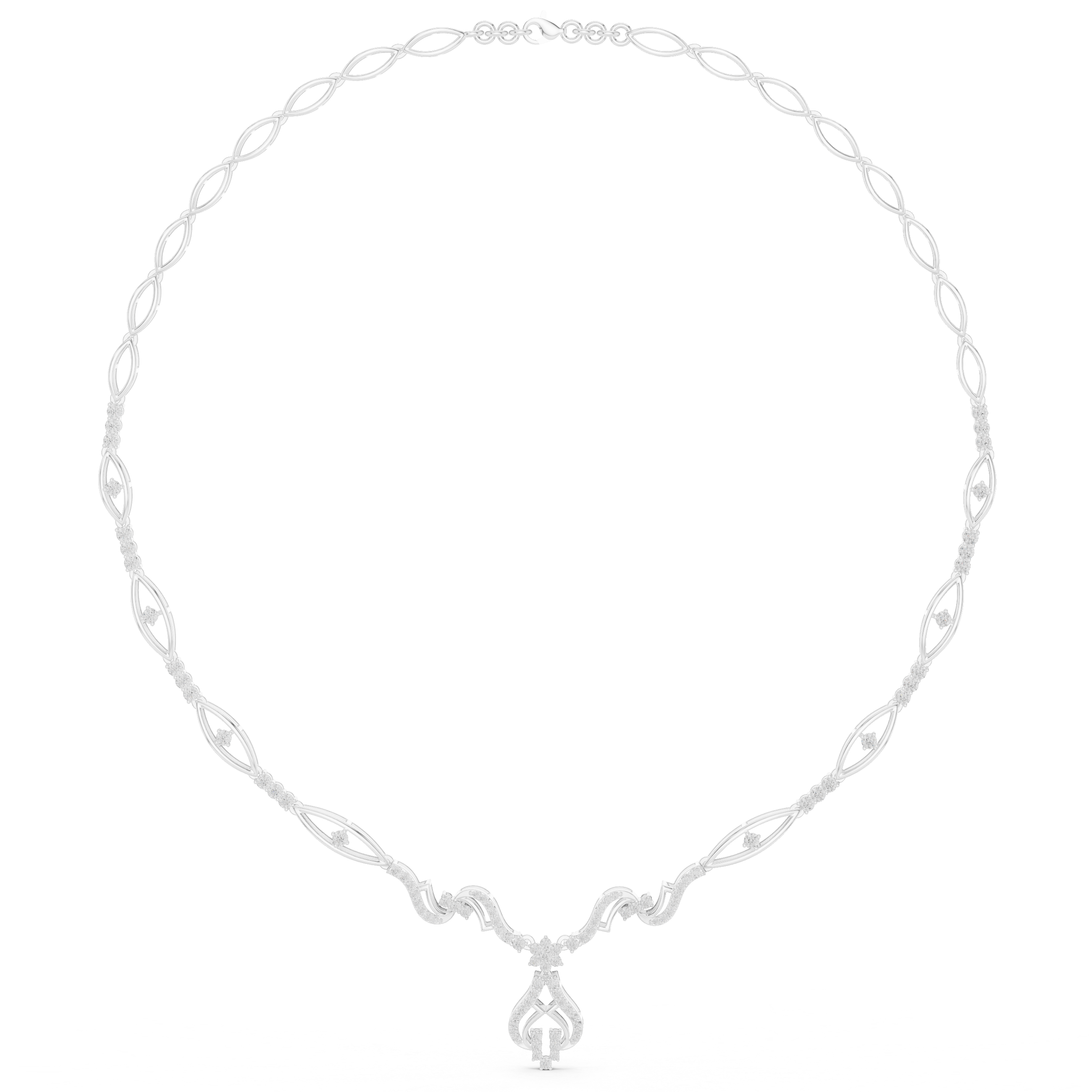 Infinity Link Diamond Necklace with Ornamental Drop