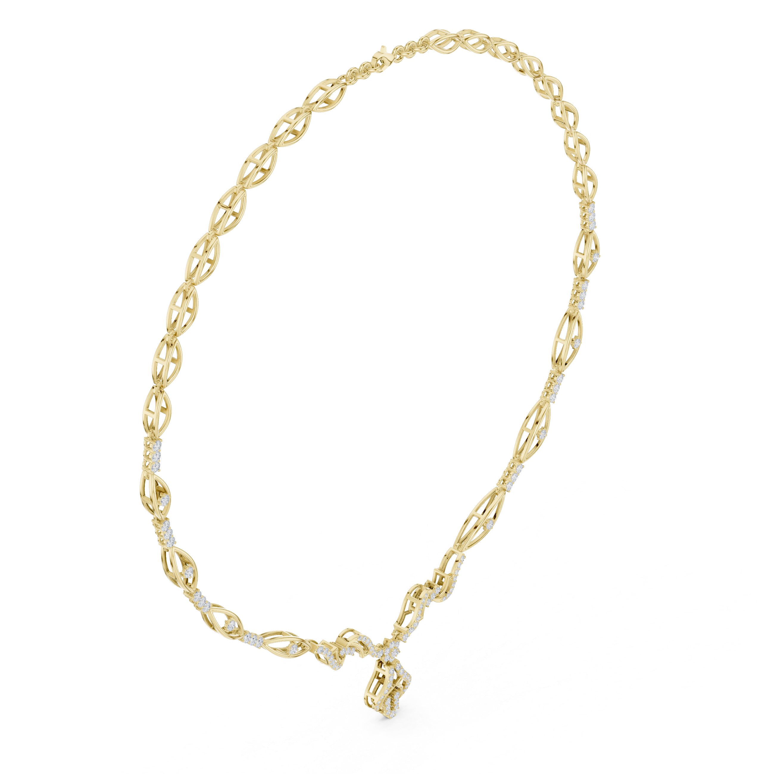 Infinity Link Diamond Necklace with Ornamental Drop