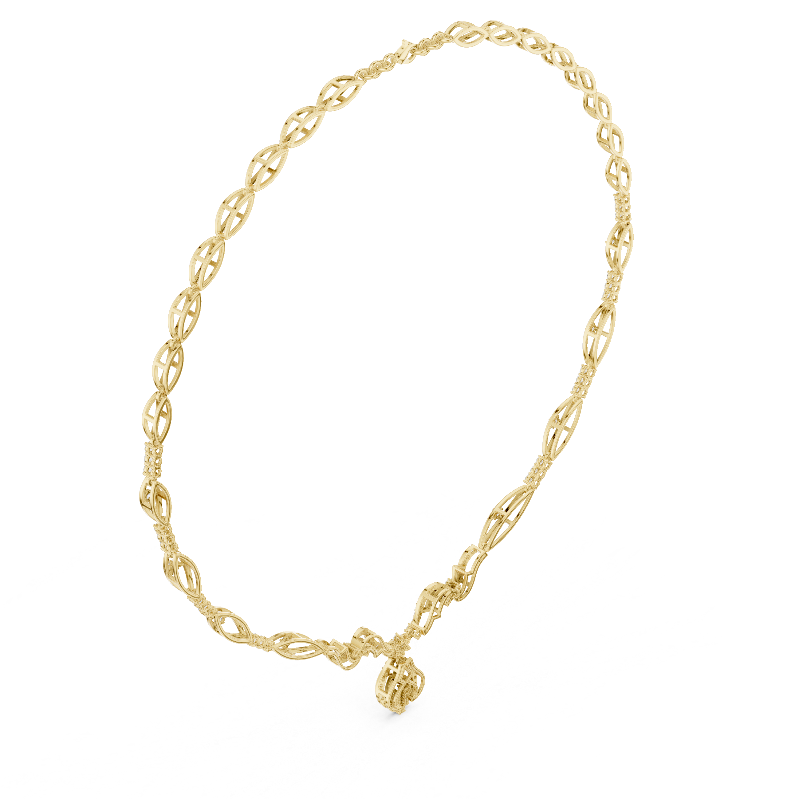 Infinity Link Diamond Necklace with Ornamental Drop