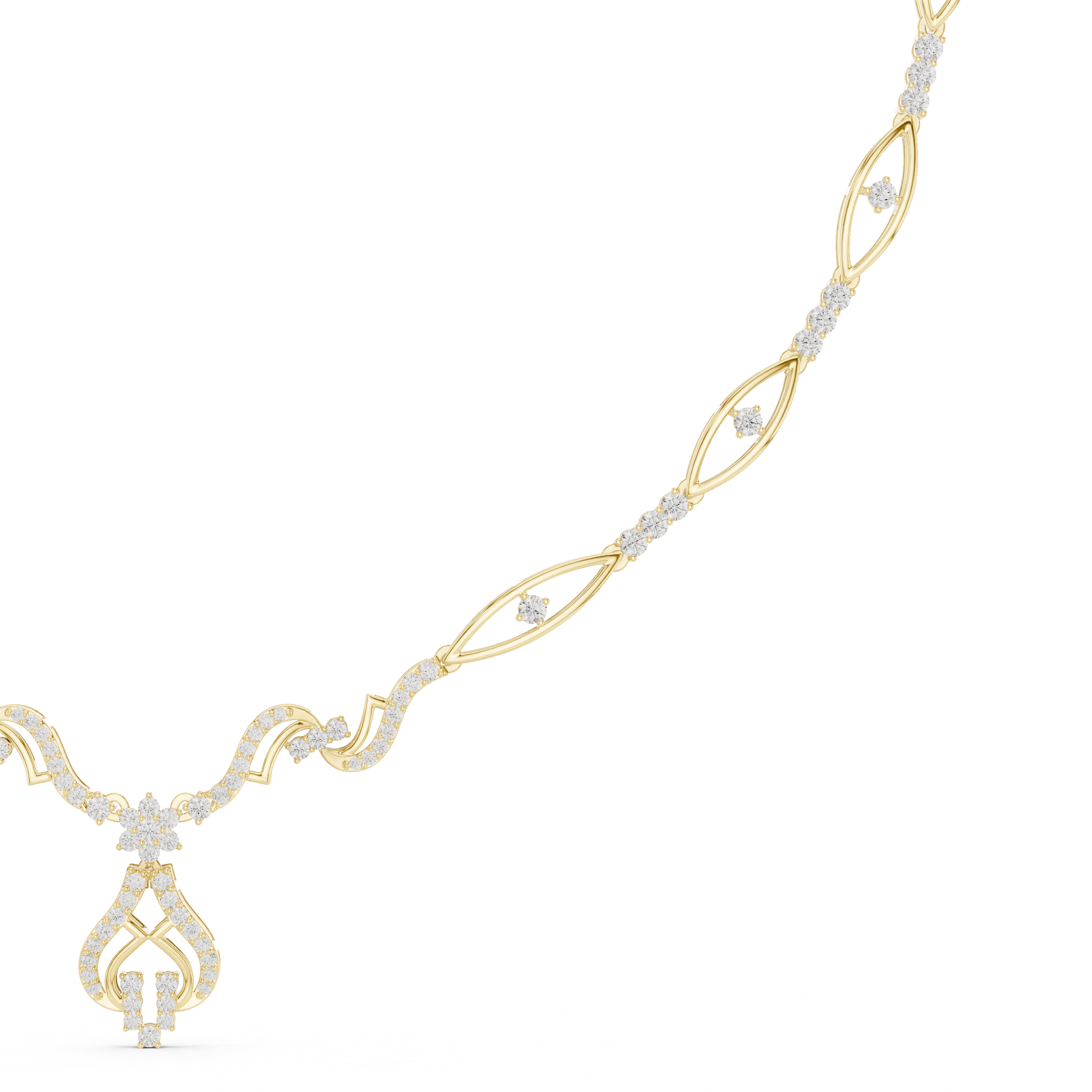 Infinity Link Diamond Necklace with Ornamental Drop