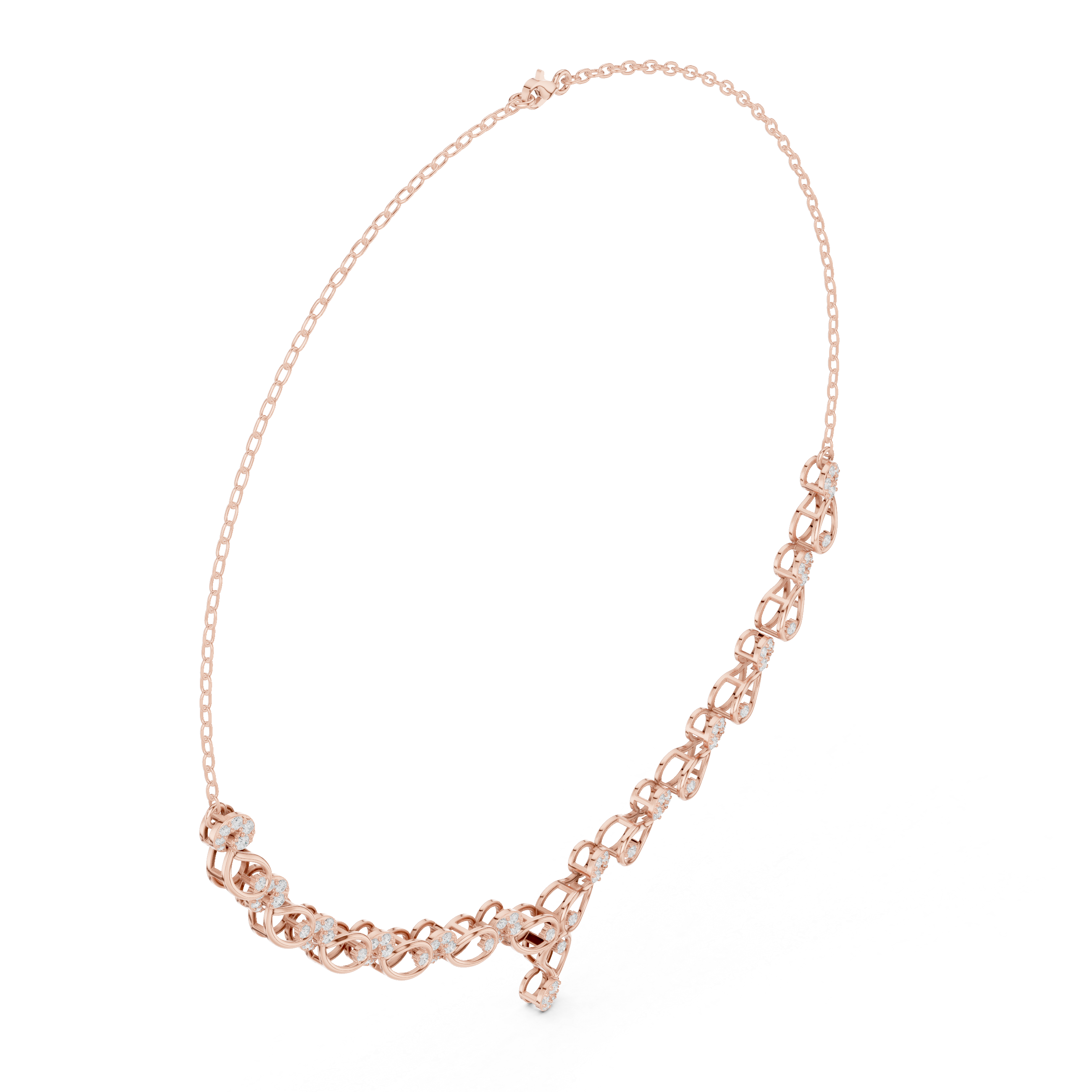 Floral Infinity Diamond Necklace with Drop Detail
