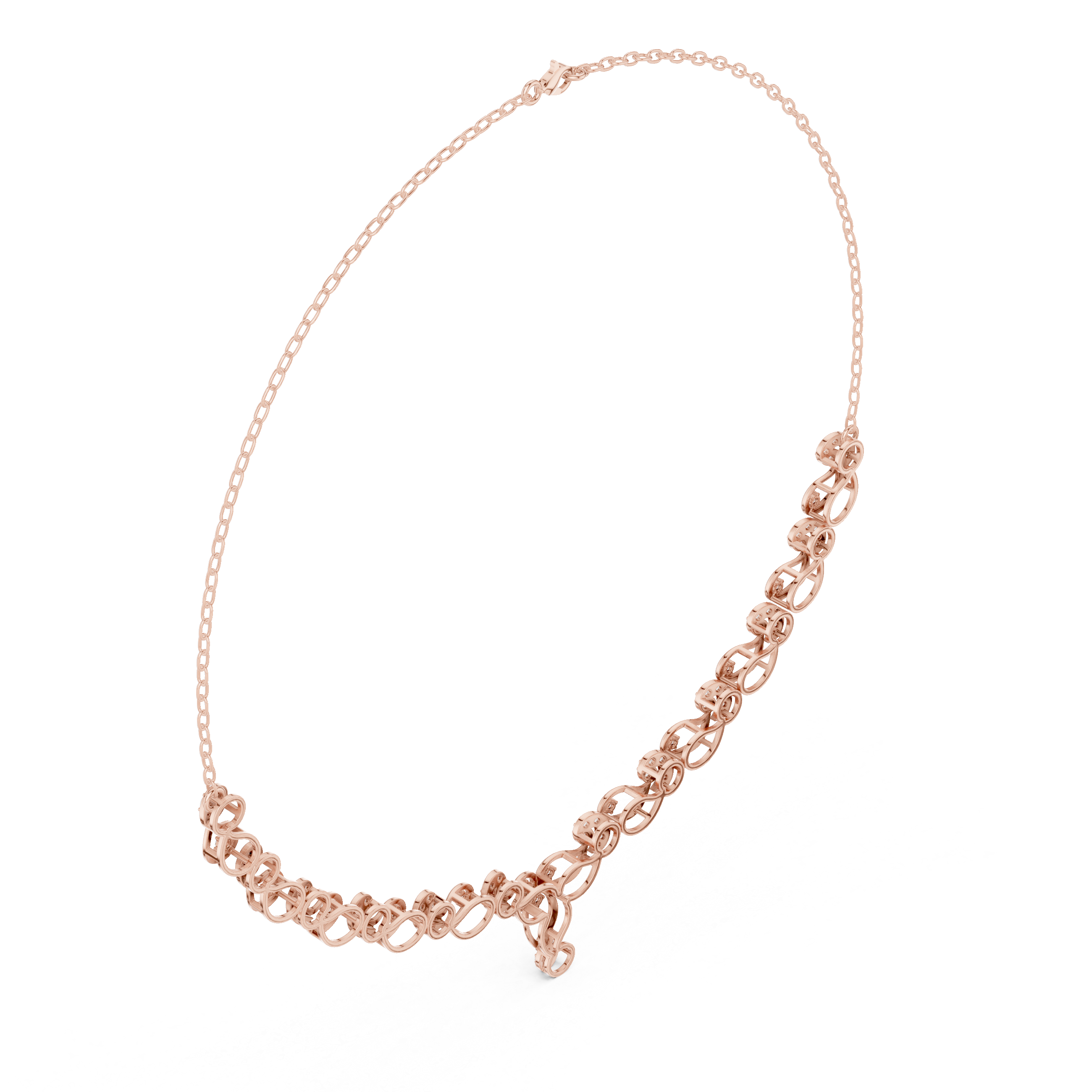Floral Infinity Diamond Necklace with Drop Detail