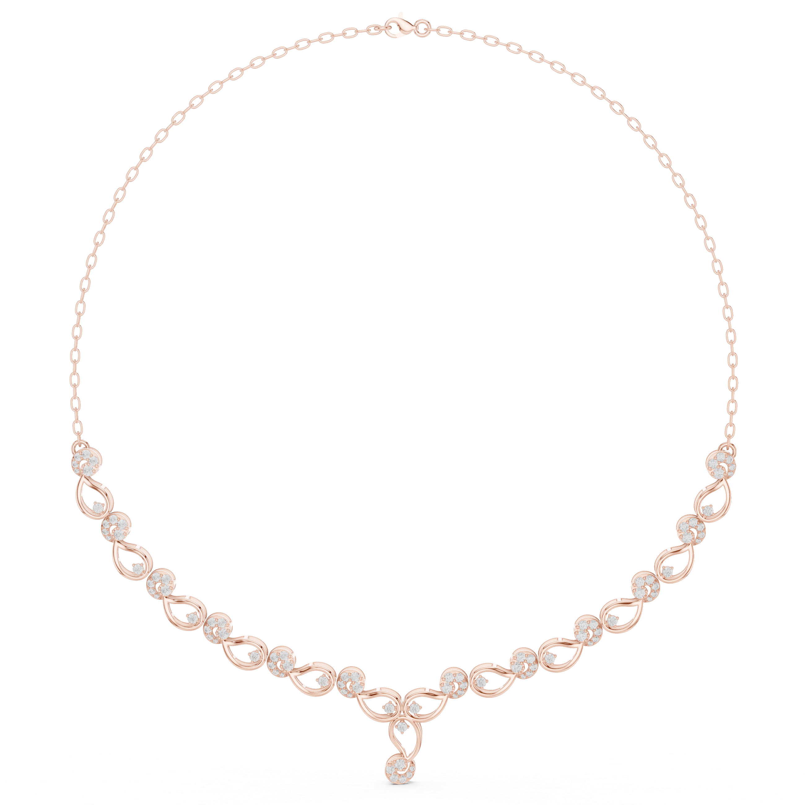 Floral Infinity Diamond Necklace with Drop Detail
