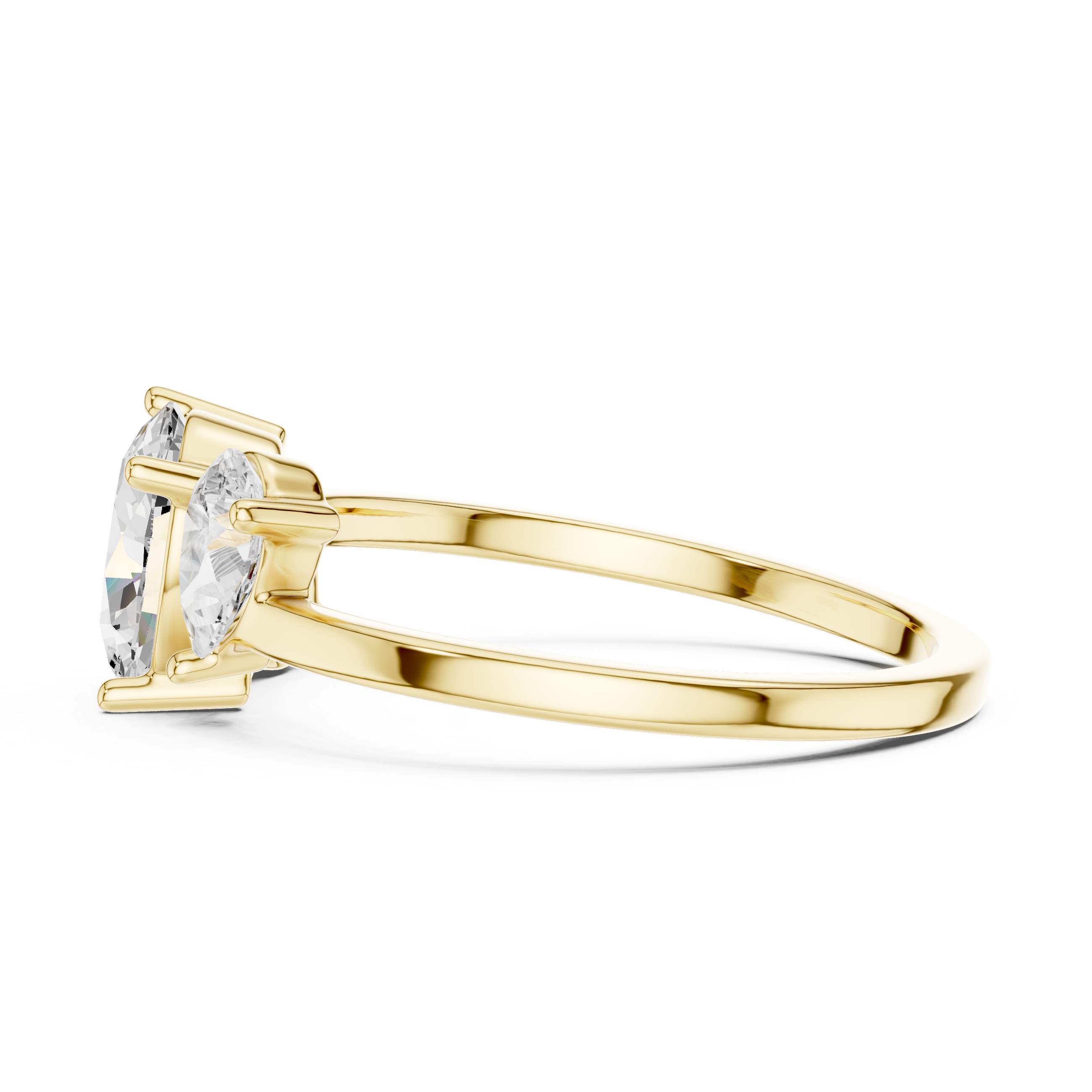 Oval Three-Stone Engagement Ring – Classic Oval Center with Pear Side Stones