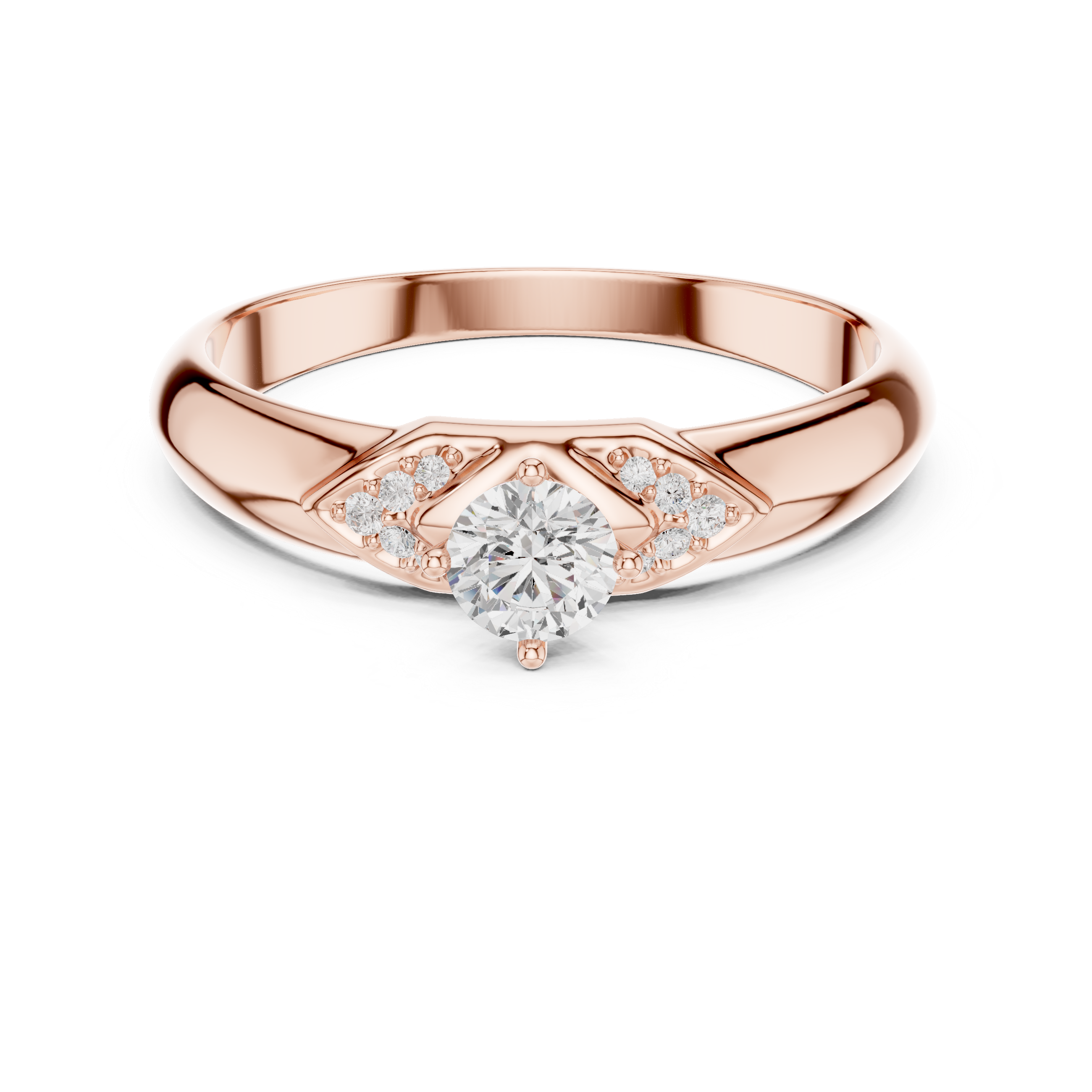 Vintage Inspired Diamond Engagement Ring with Pavé Accents – Round Solitaire Promise Ring