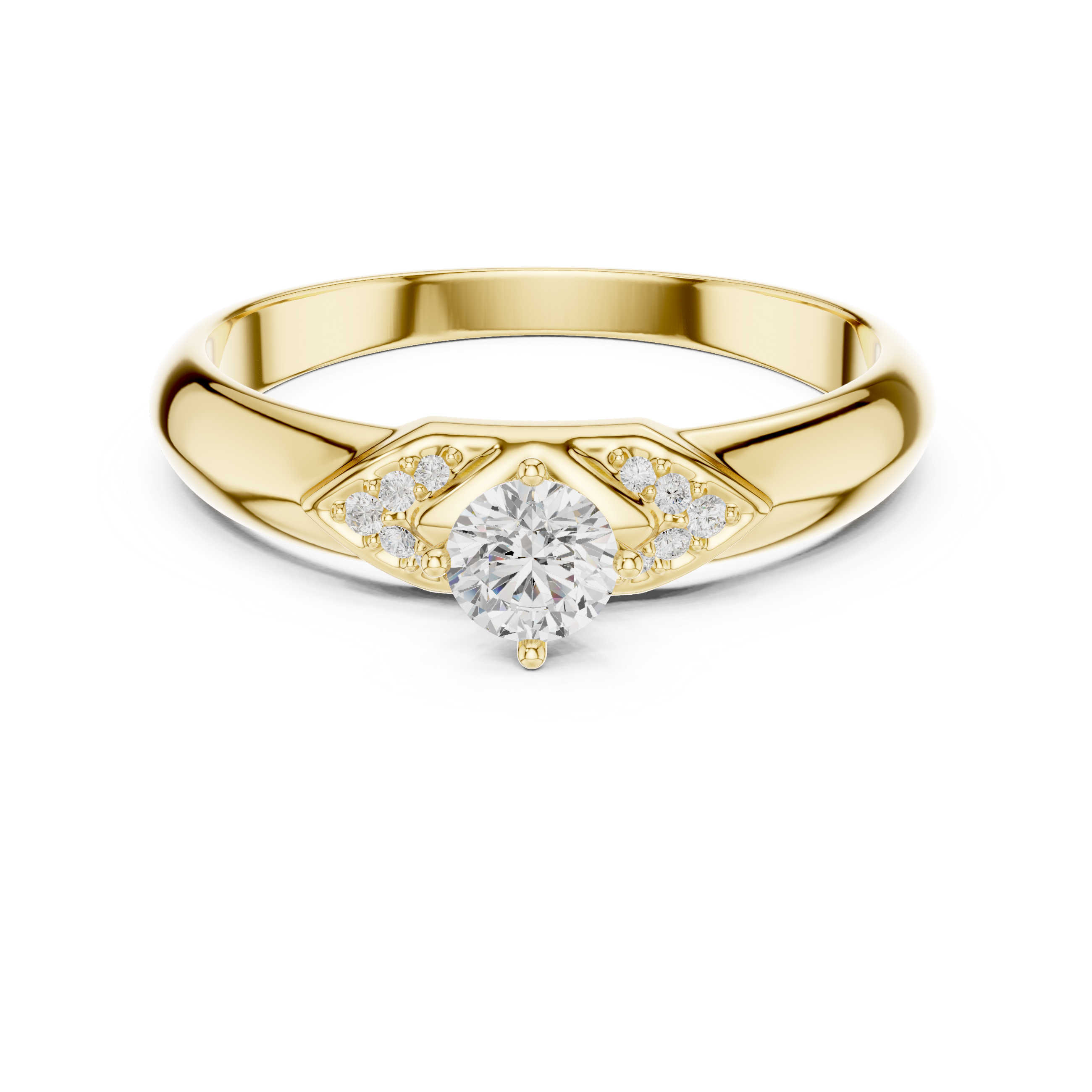 Vintage Inspired Diamond Engagement Ring with Pavé Accents – Round Solitaire Promise Ring