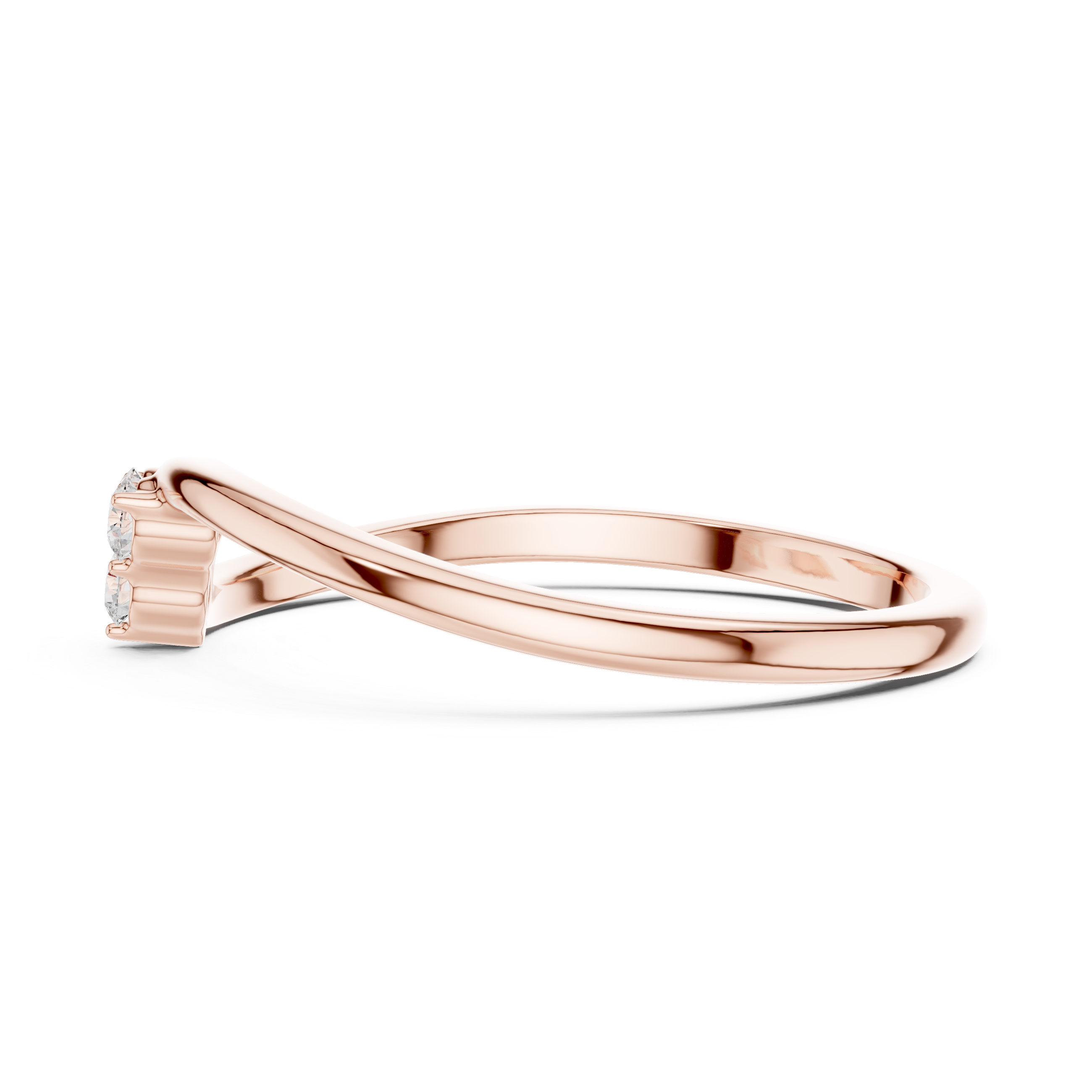 Minimalist Three Stone Diamond Bypass Ring – Open Wrap Promise Ring