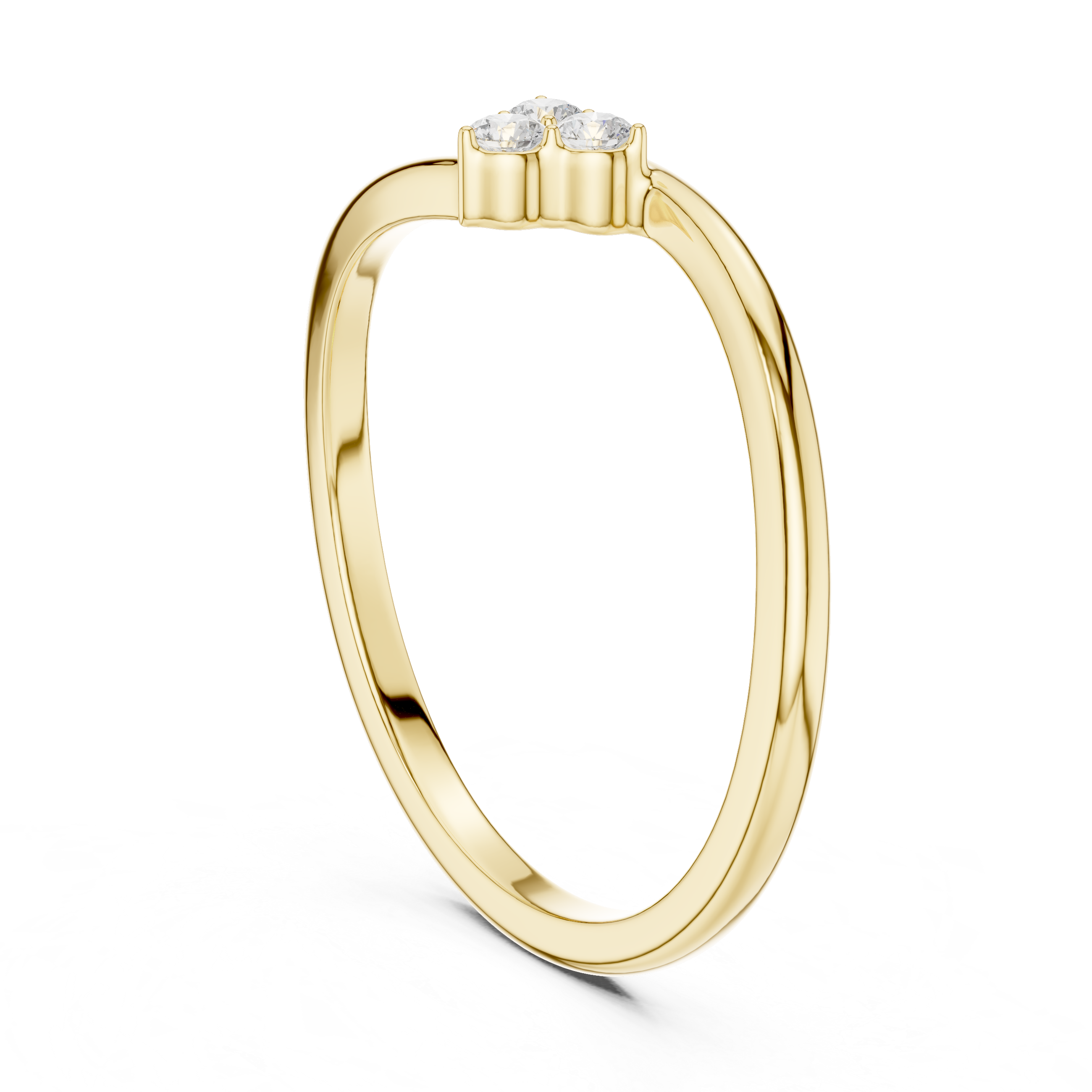 Minimalist Three Stone Diamond Bypass Ring – Open Wrap Promise Ring