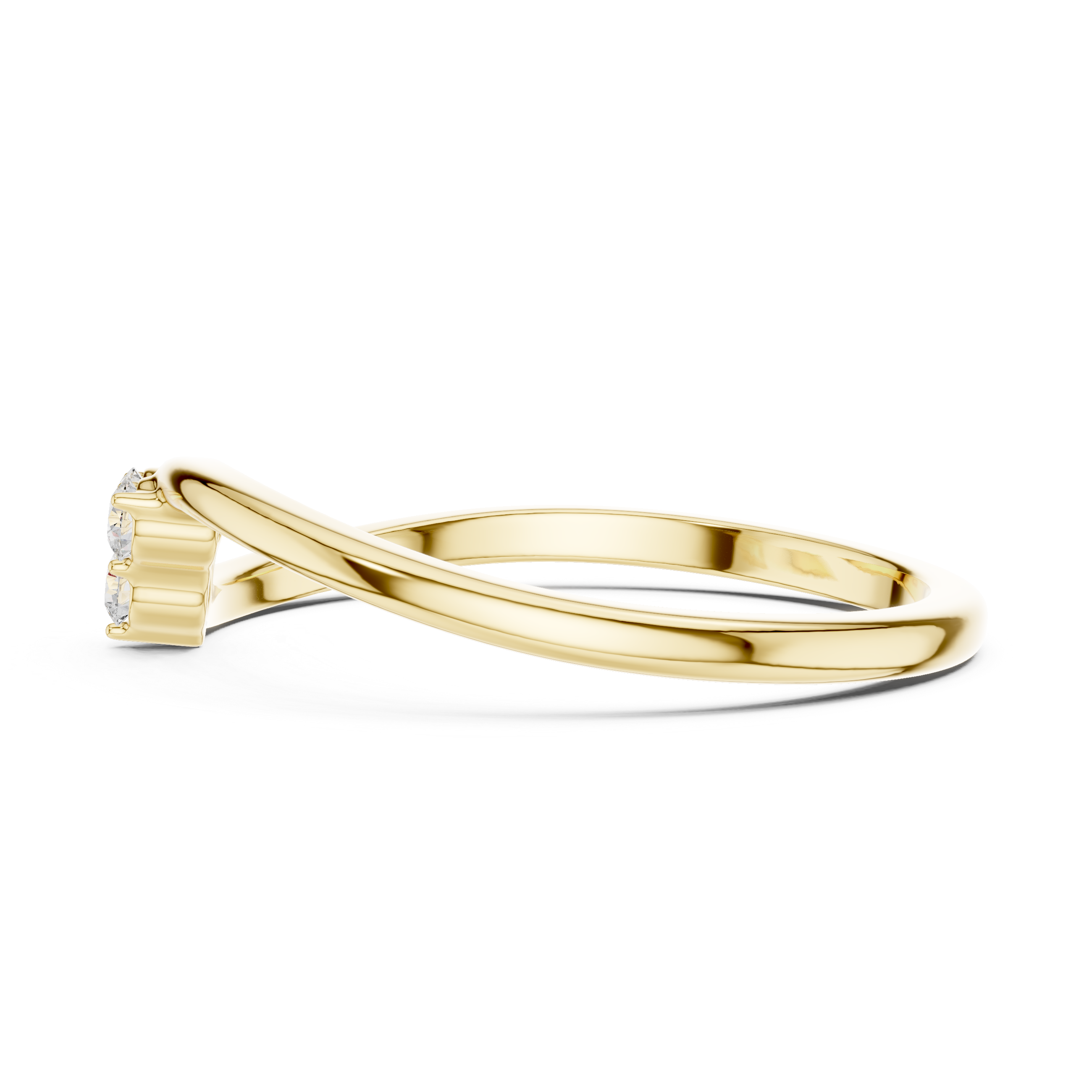 Minimalist Three Stone Diamond Bypass Ring – Open Wrap Promise Ring