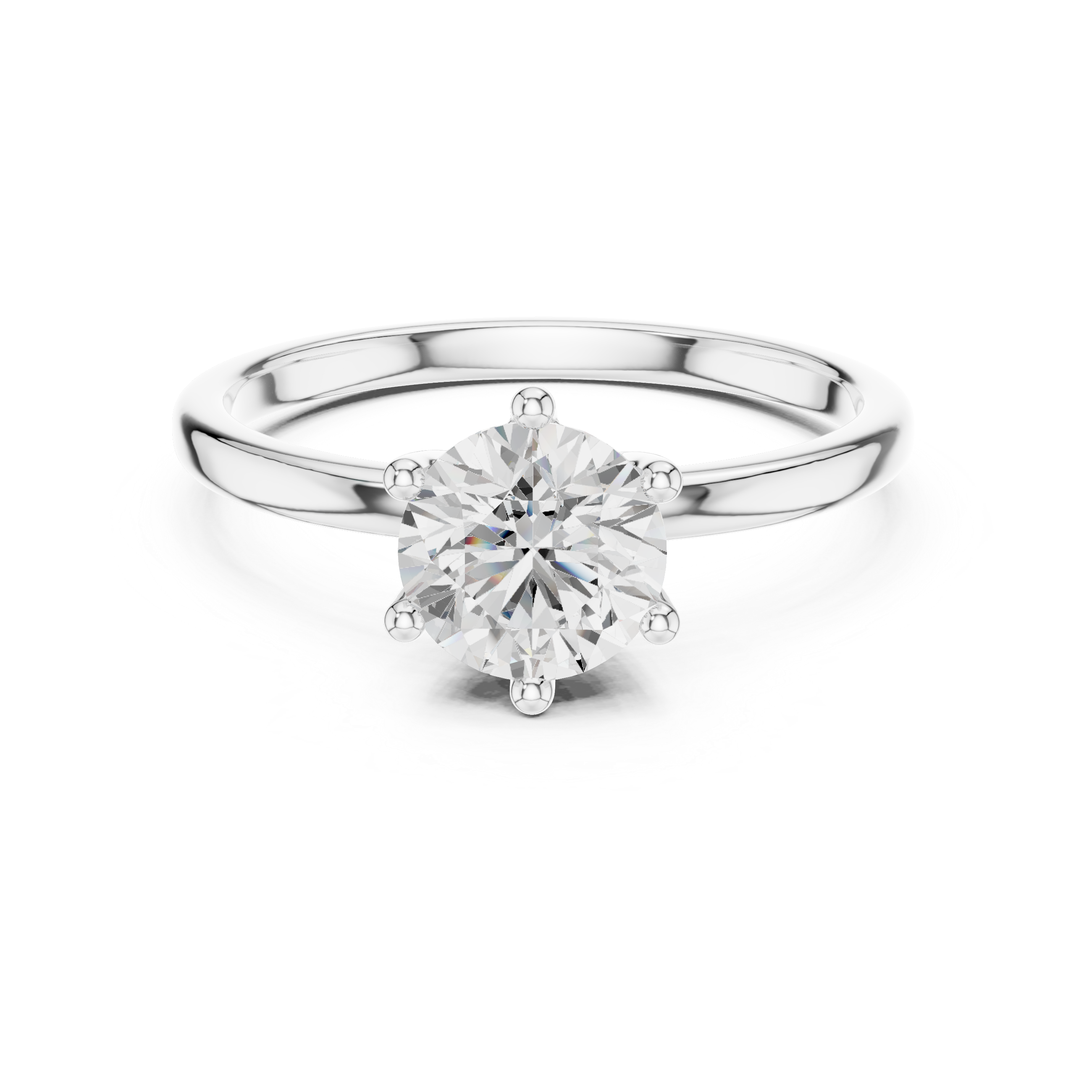 Classic Round Solitaire Engagement Ring – 1 Carat Six Prong Diamond Ring