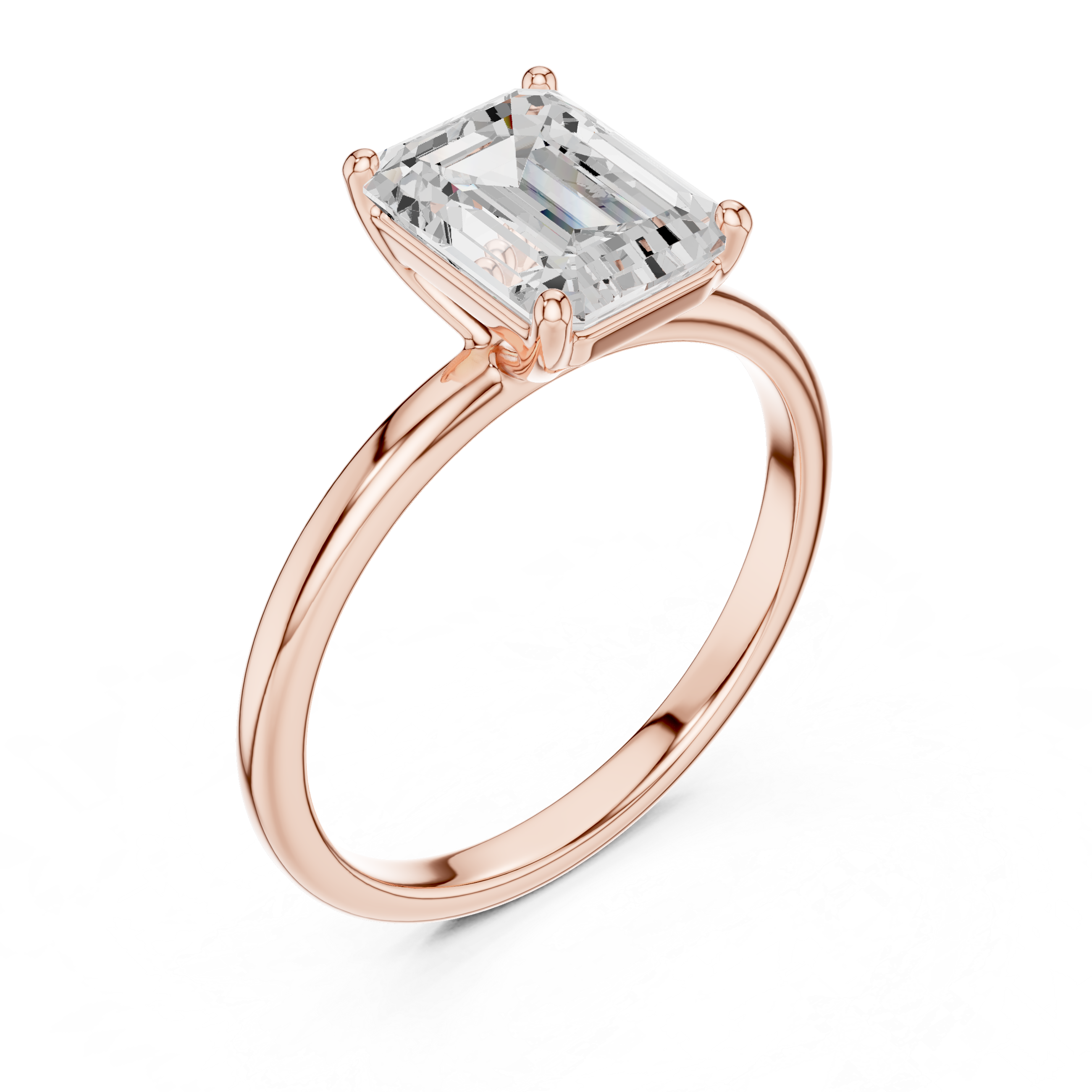 Emerald Cut Solitaire Engagement Ring – Four Prong Statement Diamond Ring