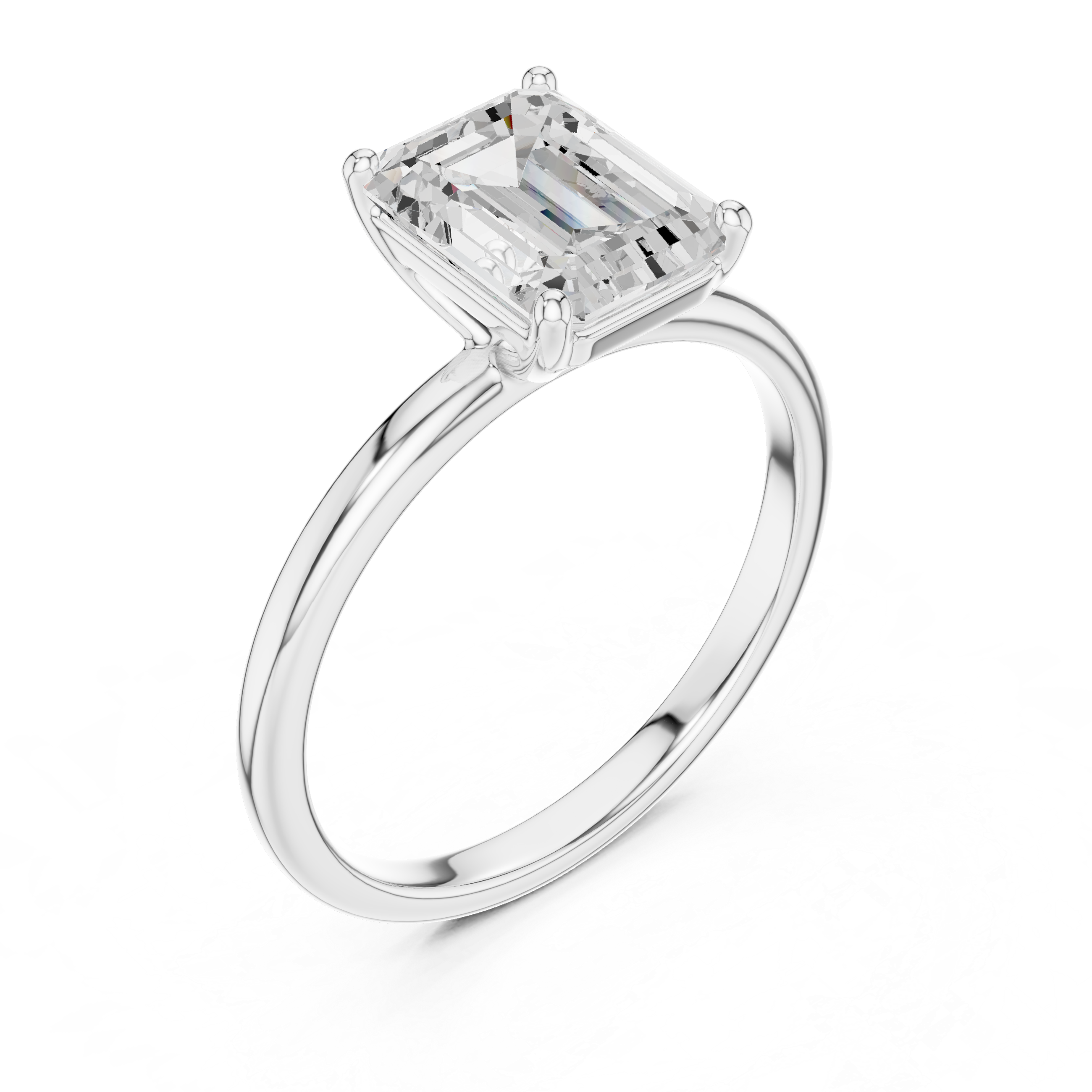 Emerald Cut Solitaire Engagement Ring – Four Prong Statement Diamond Ring