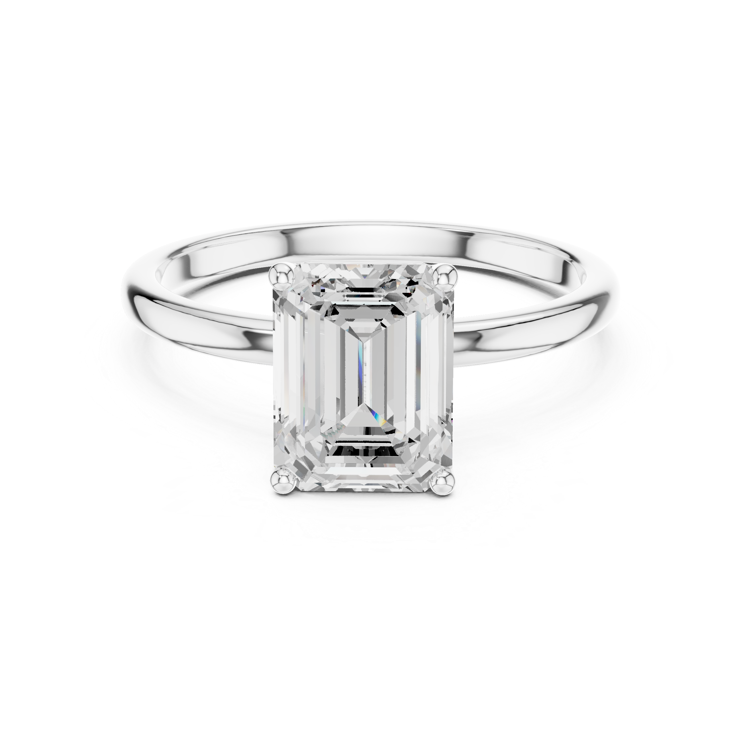 Emerald Cut Solitaire Engagement Ring – Four Prong Statement Diamond Ring