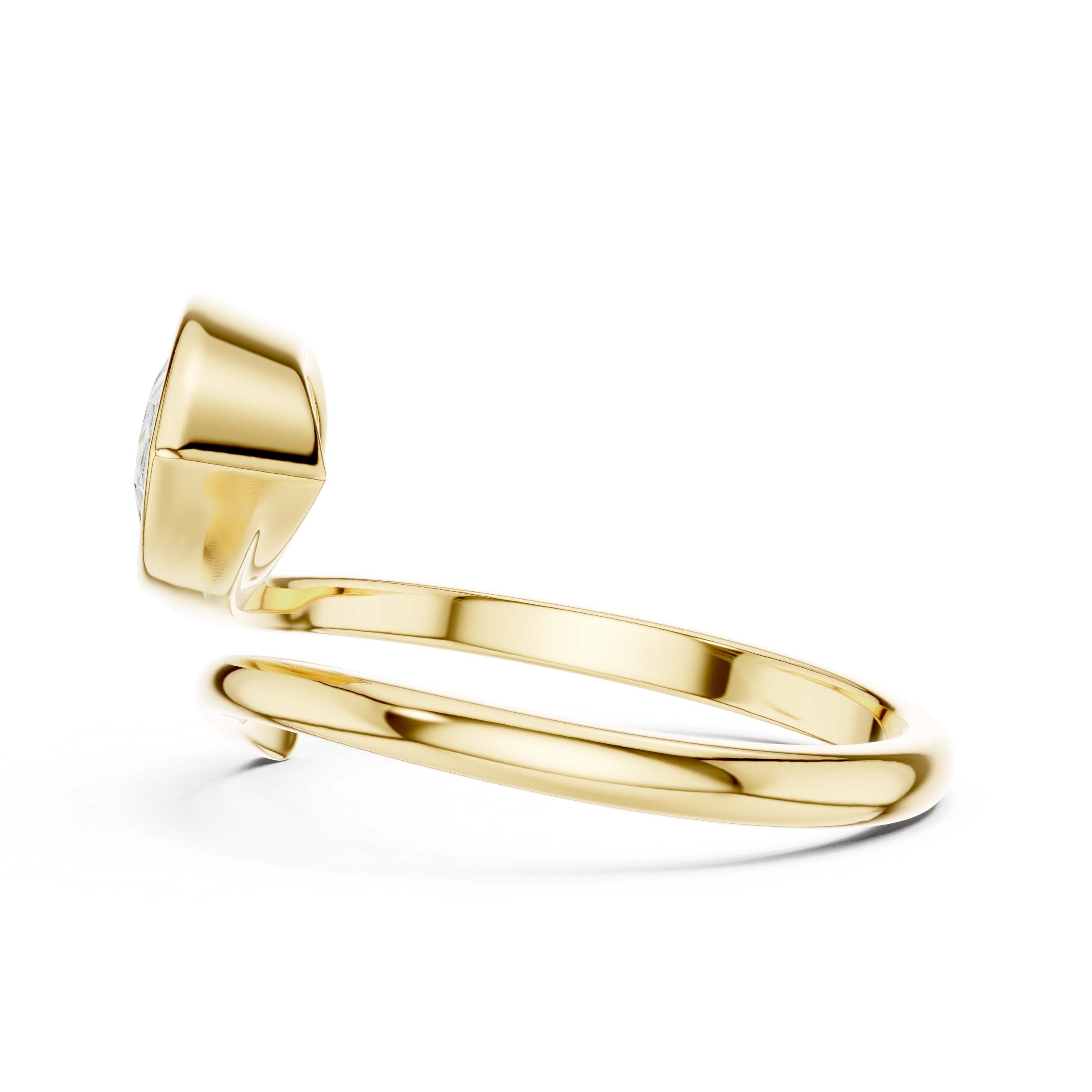 Pear Cut Bezel Solitaire Wrap Ring – Modern Open Bypass Engagement Ring