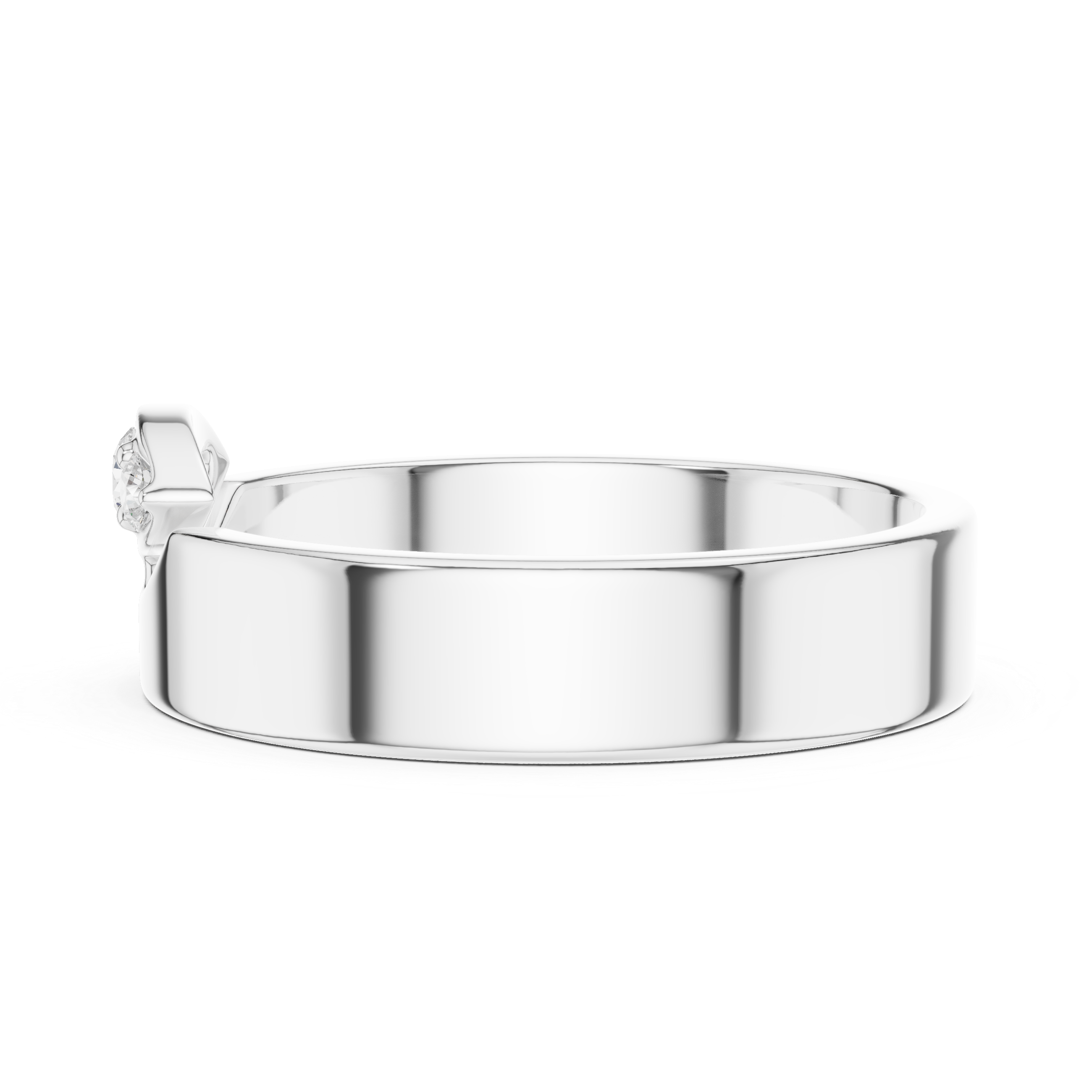 Three Stone Flush Set Diamond Band Ring – Wide Modern Gold Ring