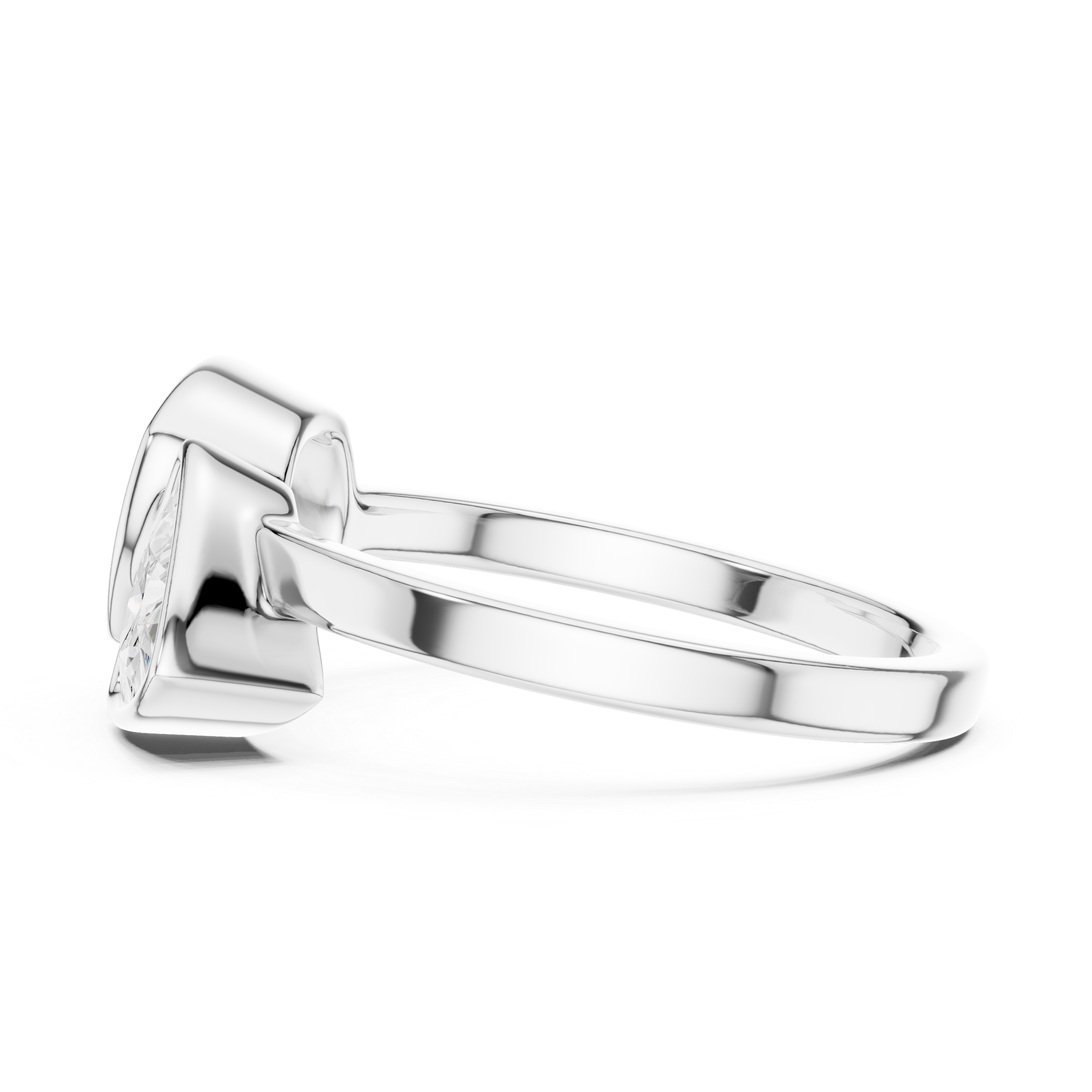 Modern Two Stone Bezel Set Diamond Ring – Cushion & Trillion Cut Open Design Ring