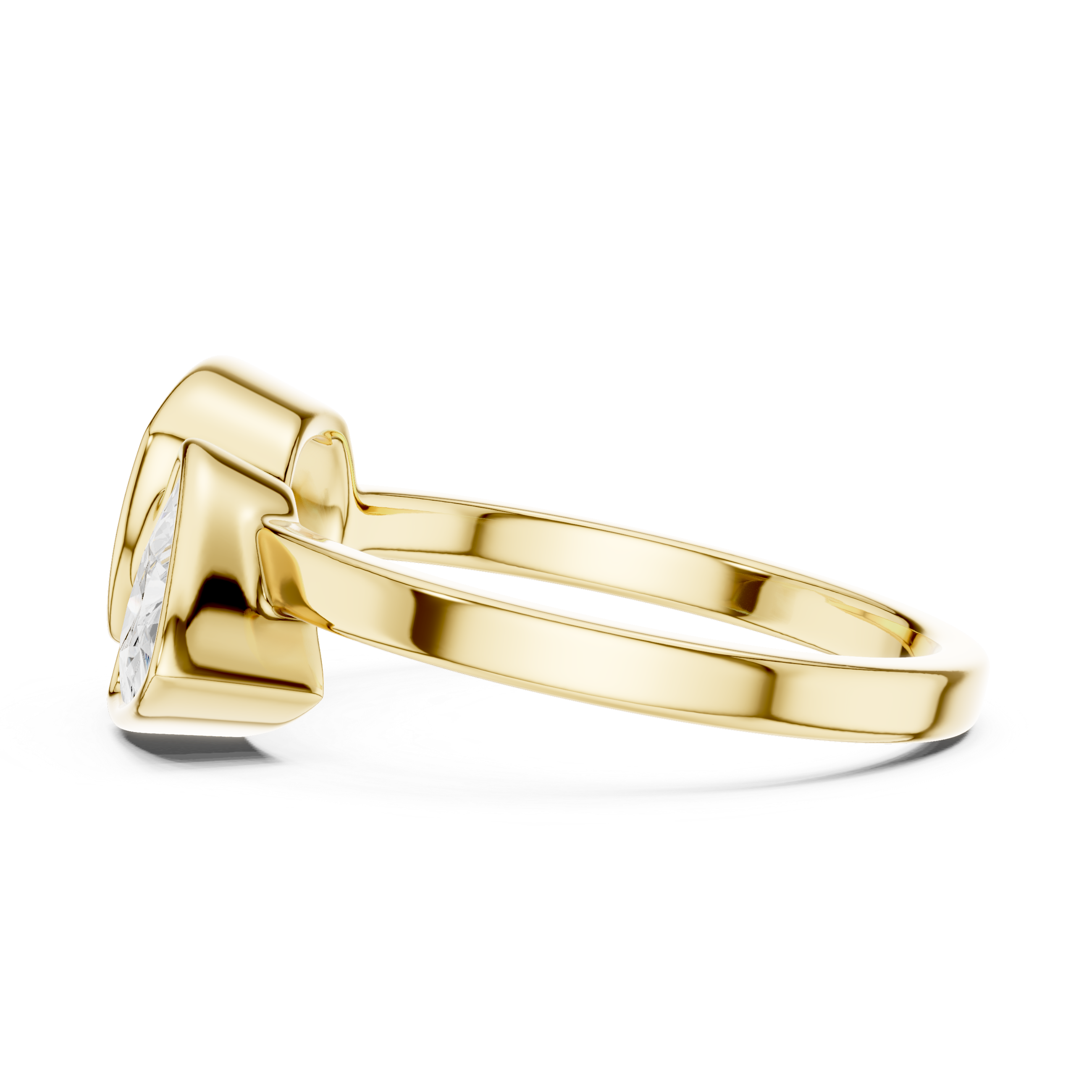 Modern Two Stone Bezel Set Diamond Ring – Cushion & Trillion Cut Open Design Ring