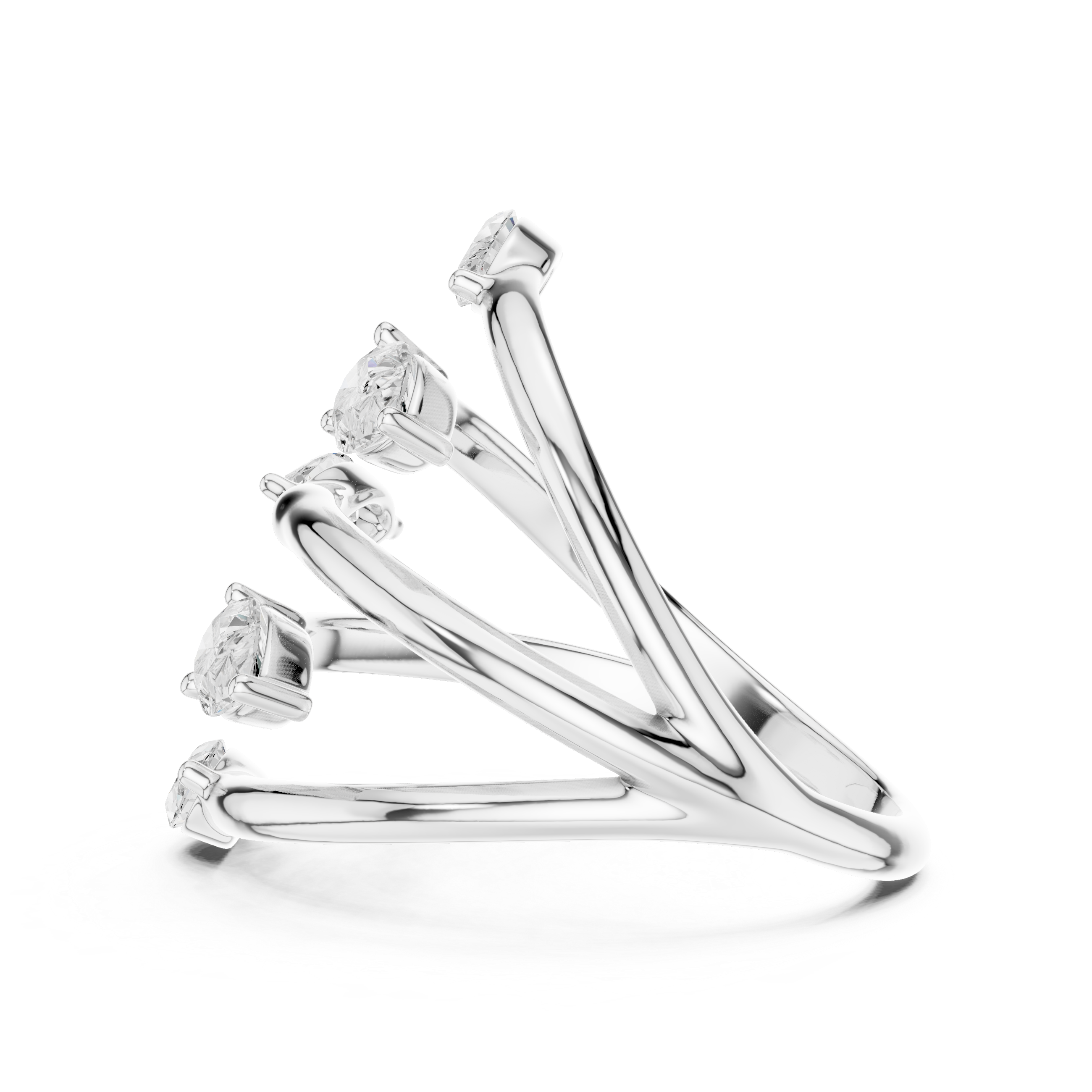 Multi Stone Wrap Diamond Ring – Marquise & Pear Cut Open Spiral Statement Ring